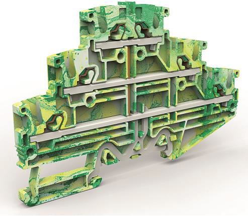 Трехуровневая клемма на 2,5 кв.мм с заземлением