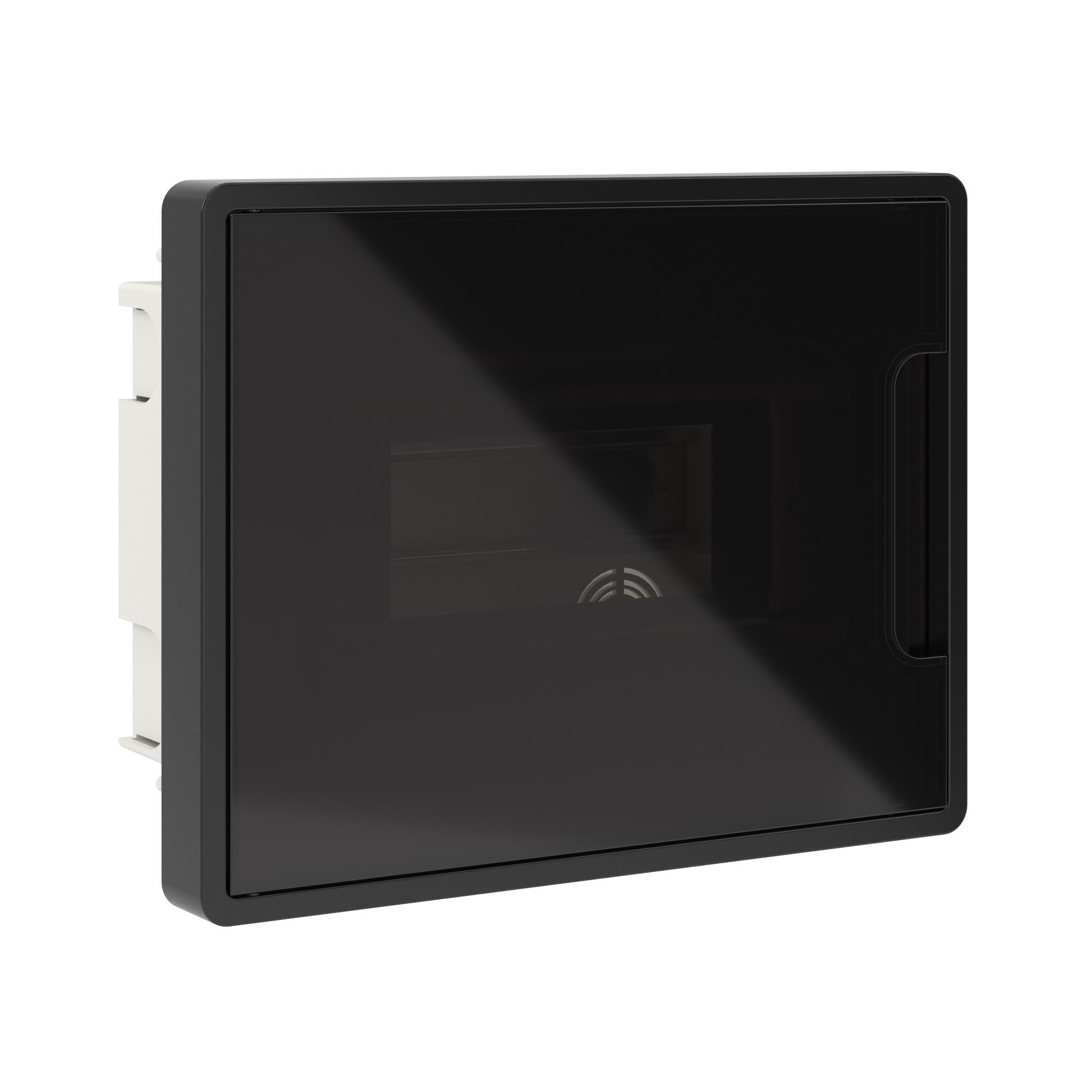 Щиток 8 мод встраиваемый Фрейм (FRAME), черный, с тонированной дверцей, с 2 шинами PEN на 6 и 8 отв.