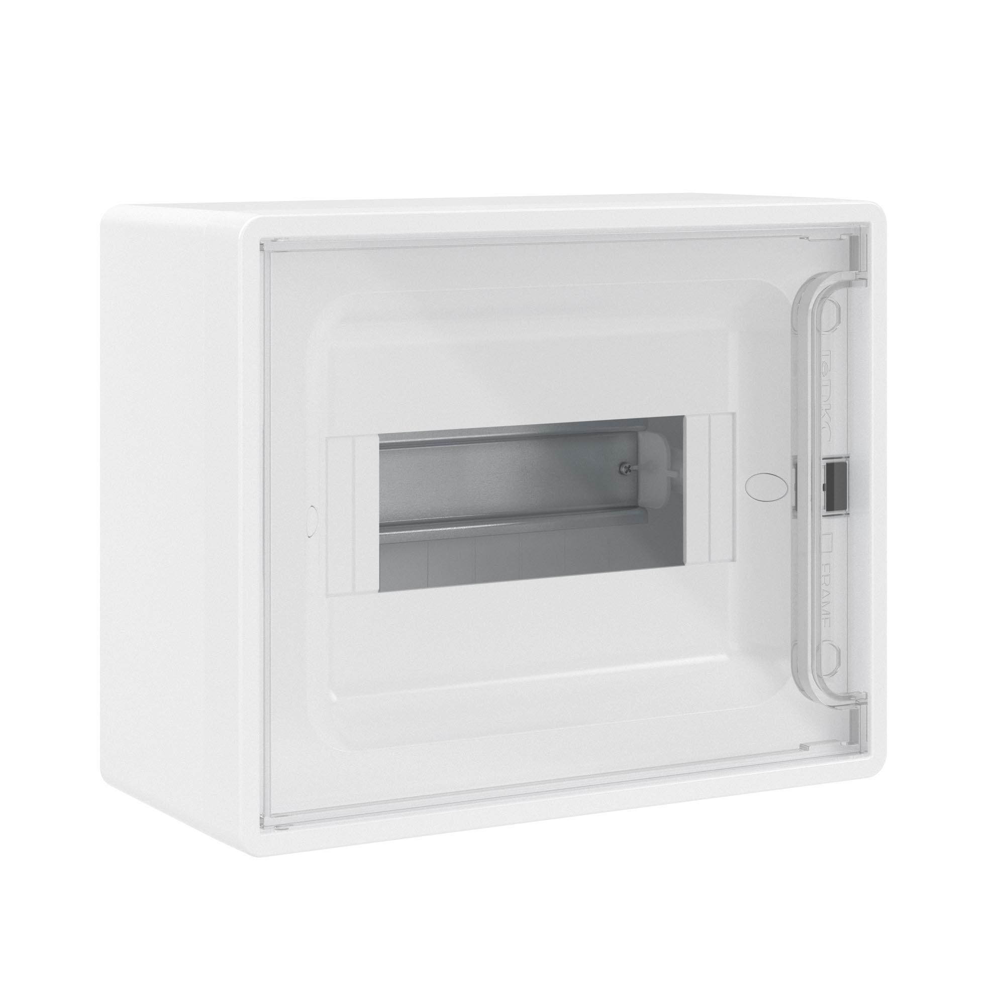 Щиток 8 мод настенный Фрейм (FRAME), белый с прозрачной дверцей, с 2 шинами PEN на 6 и 8 отв.