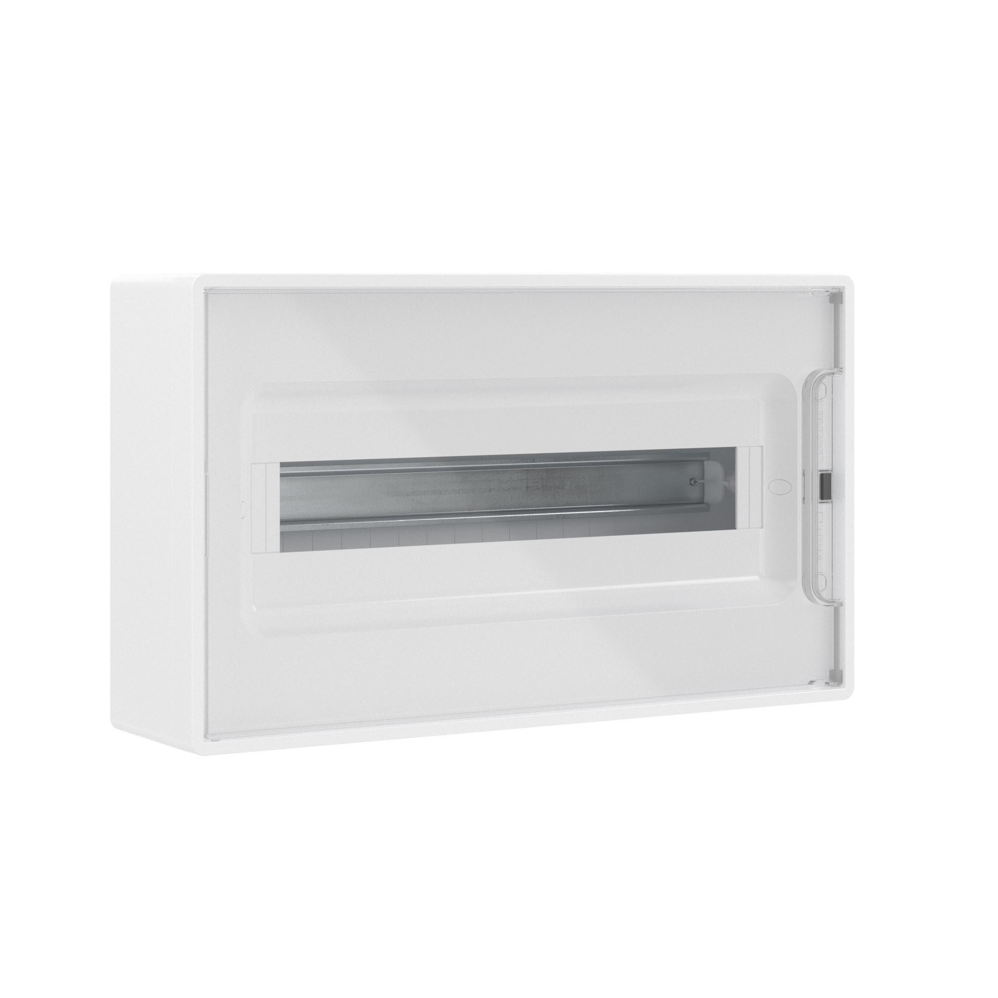 Щиток 18 мод настенный Фрейм (FRAME), белый с прозрачной дверцей, с 2 шинами PEN на 8 и 10 отв.