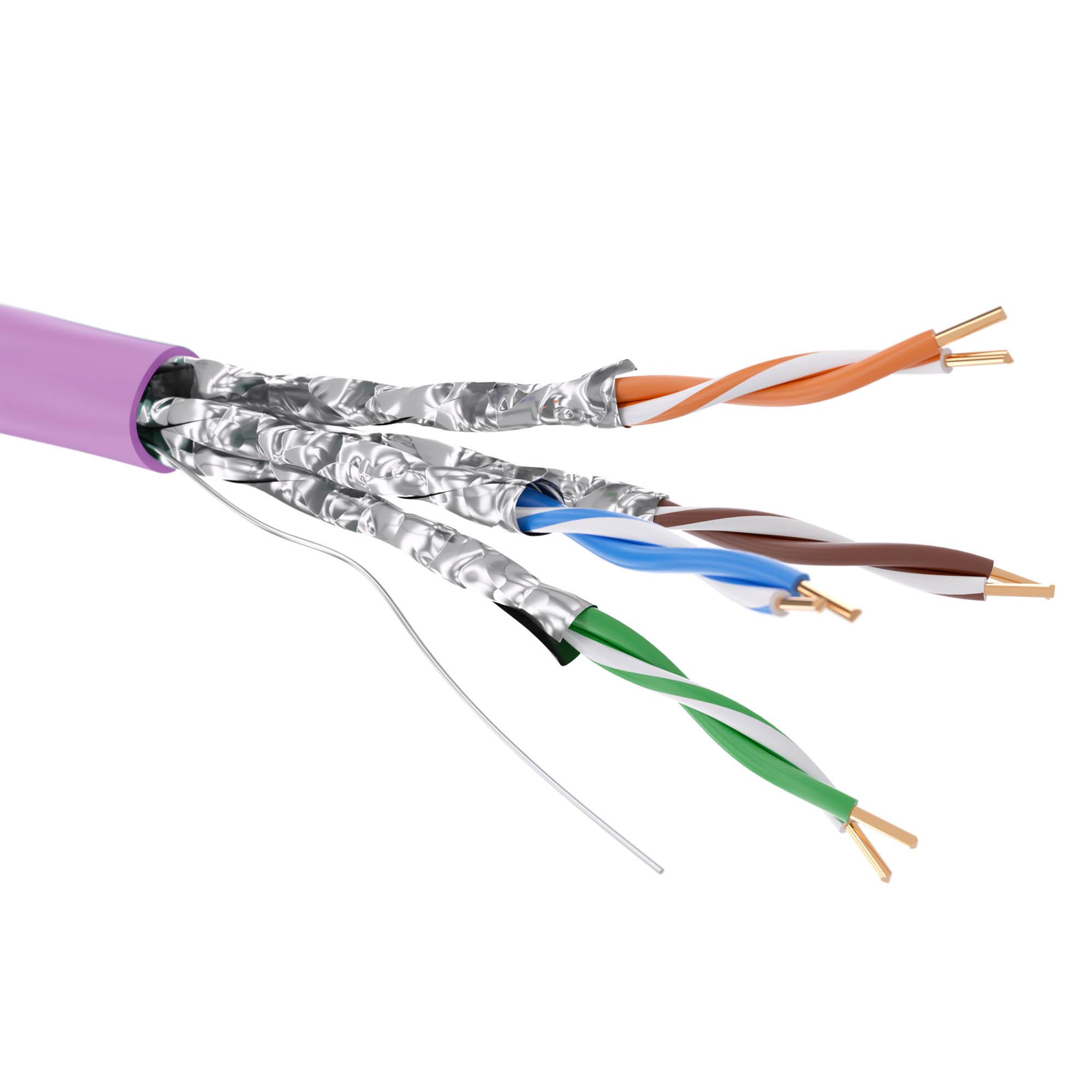 Витая пара кат. 6А экранированный U/FTP, 4 пары,  нг(А)-HF, цвет внешней оболочки фиолетовый, бухта 500 м