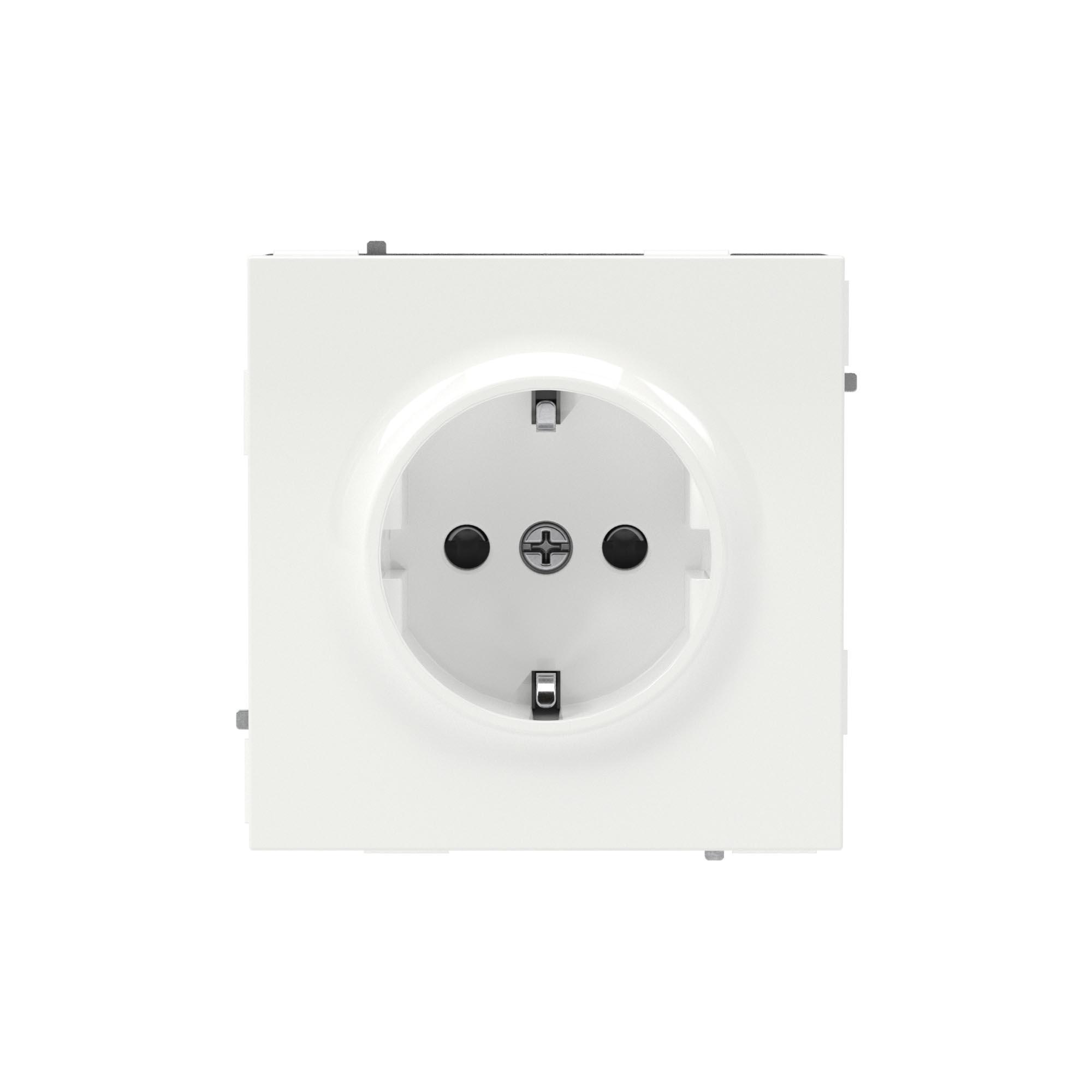 Розетка силовая, 2P+E, с заземлением без з/ш,     KANT, белая магнолия