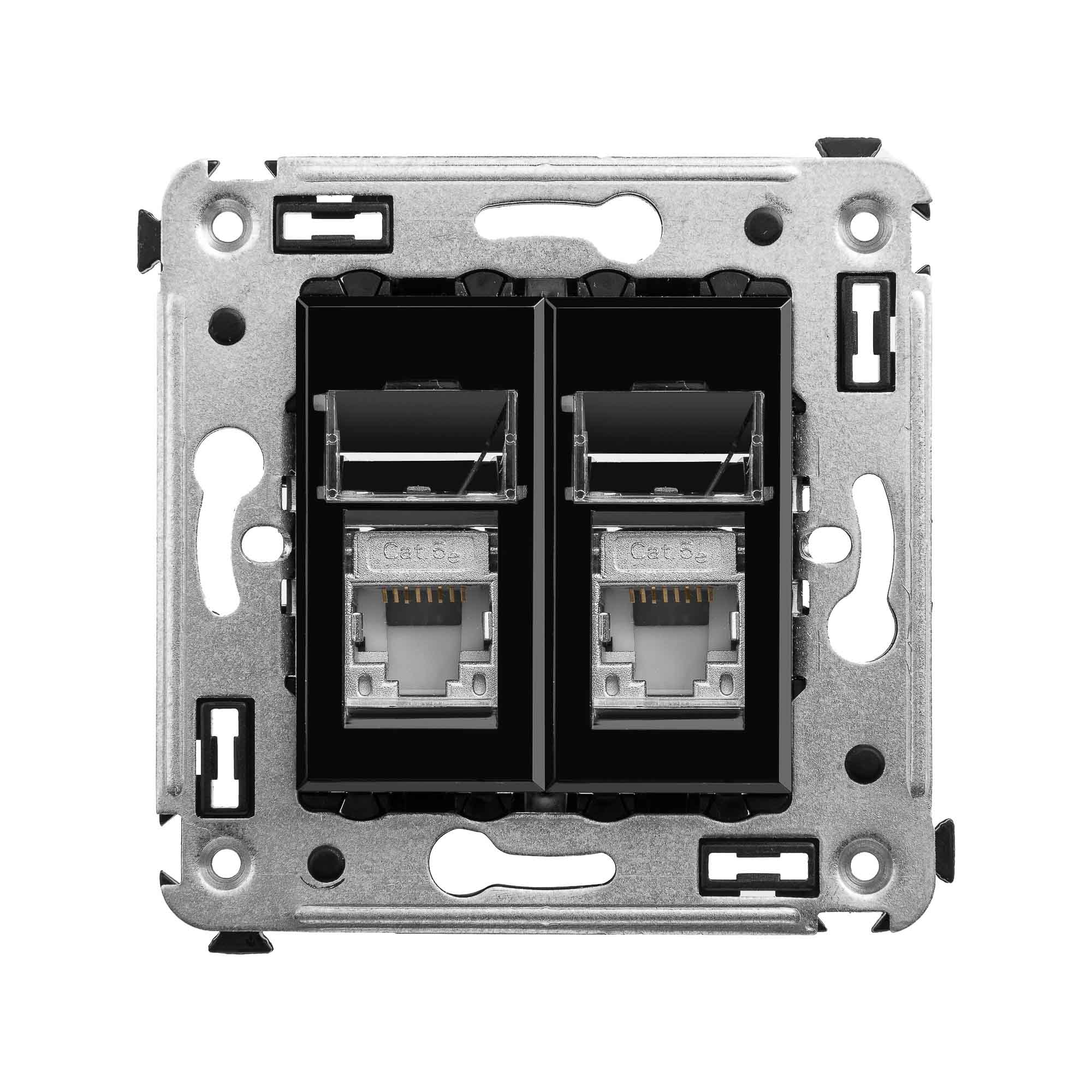 Avanti Розетка RJ-45 в стену, 5e двойная экранированная, ''Черный квадрат''