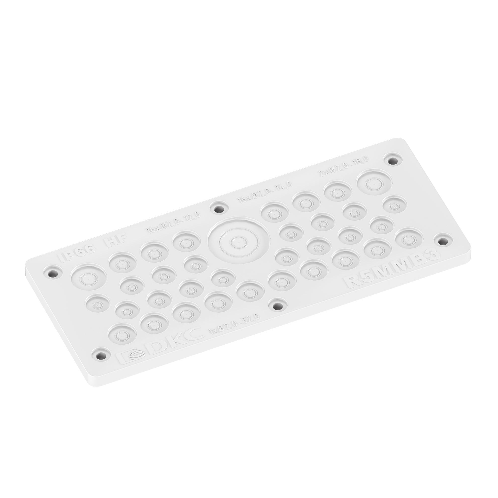 Мембранный кабельный ввод, EPDM, IP66, t эксп. -70..+90, ШхВ 216х89 мм, 16x?2,0-12,0 мм, 16x?2,0-14,0 мм, 2x?2,0-18,0 мм, 1x?2,0-32,0 мм