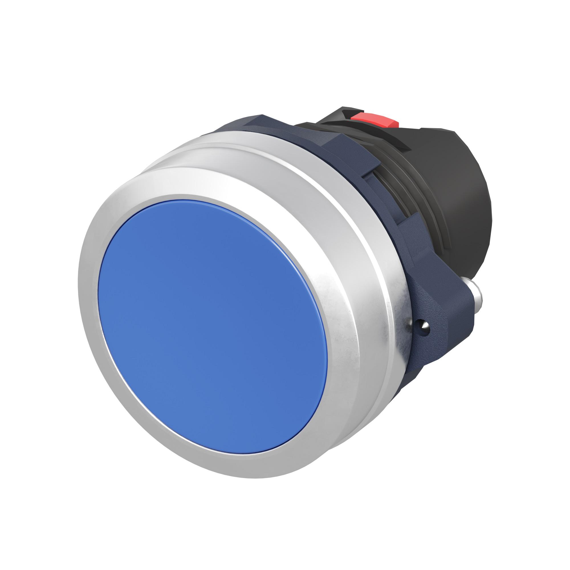 Головка кнопки плоская без фиксации, синяя, алюминий