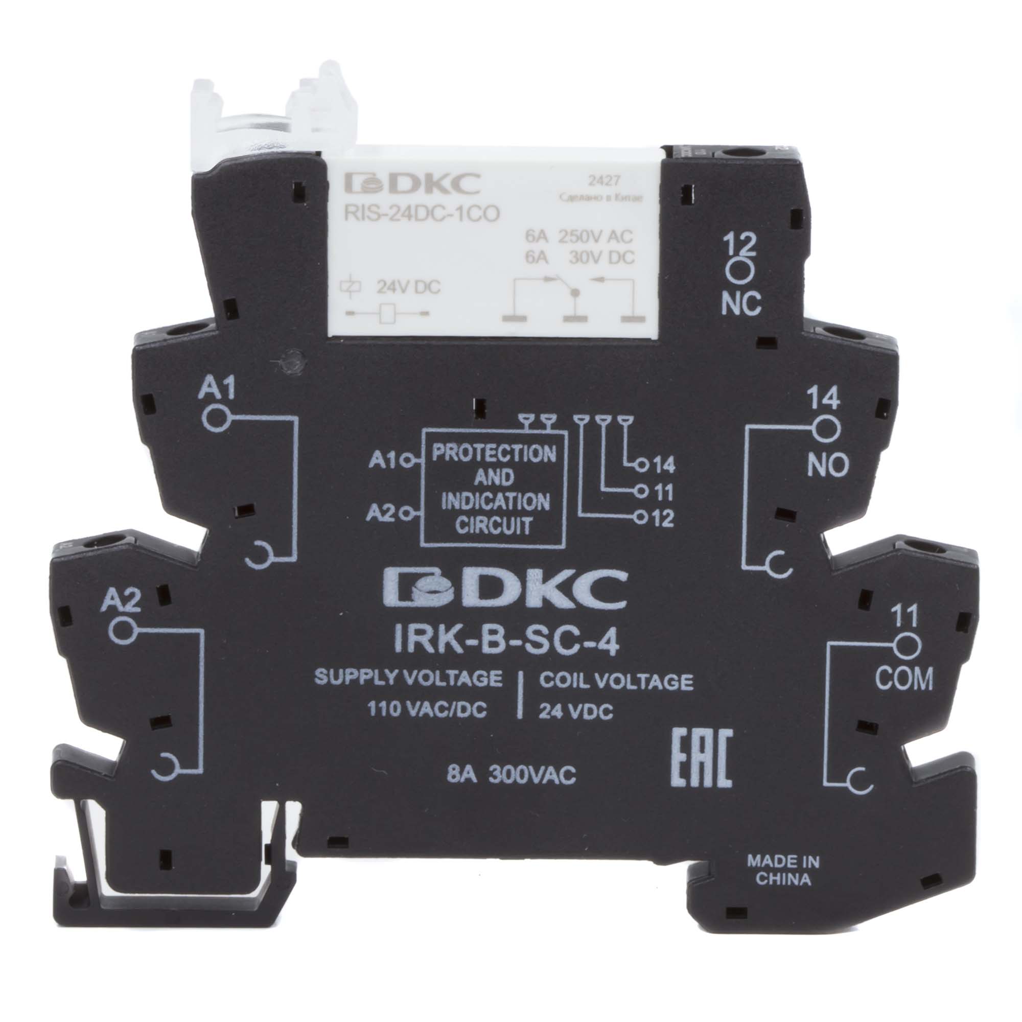 Реле интерфейсное, 1CO, коммутируемый ток 6 А, AgSnO, напряжение 110V AC/DC, винтовые клеммы