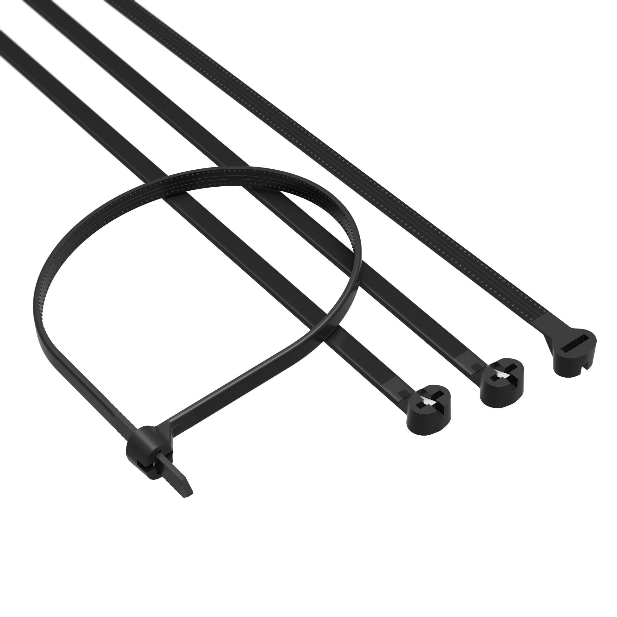 Хомут P6.6 с двойным замком, черный 3,6x200