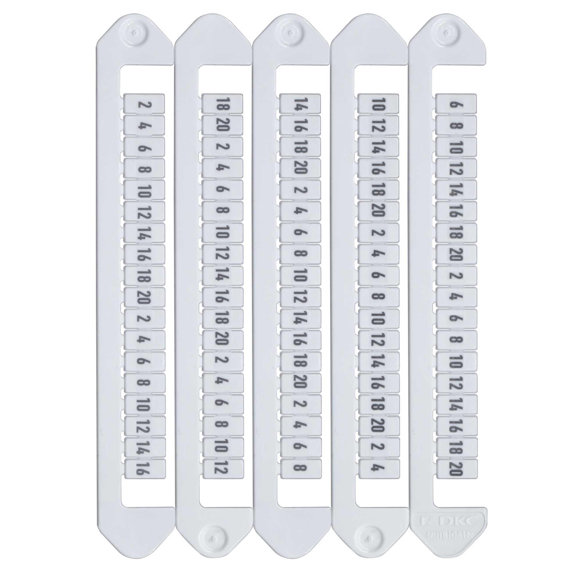 Маркировка для клемм, ширина 5 мм, от 2 до 20, горизонтальная ориентация