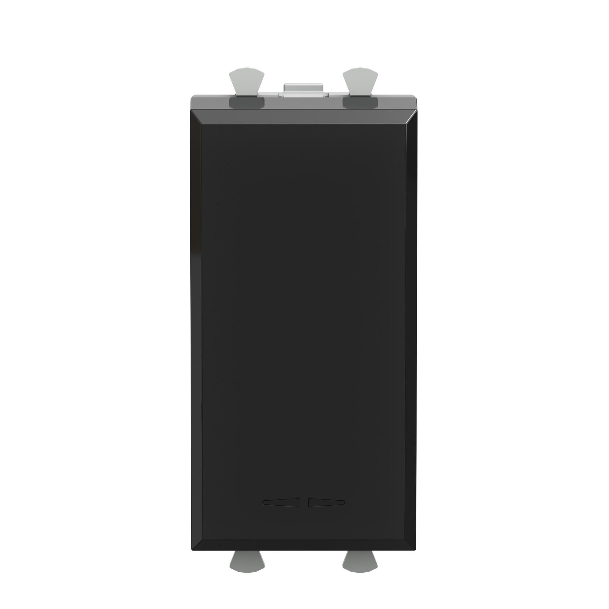 Avanti Выключатель двухполюсный одноклавишный модульный, Черный квадрат, 1 модуль