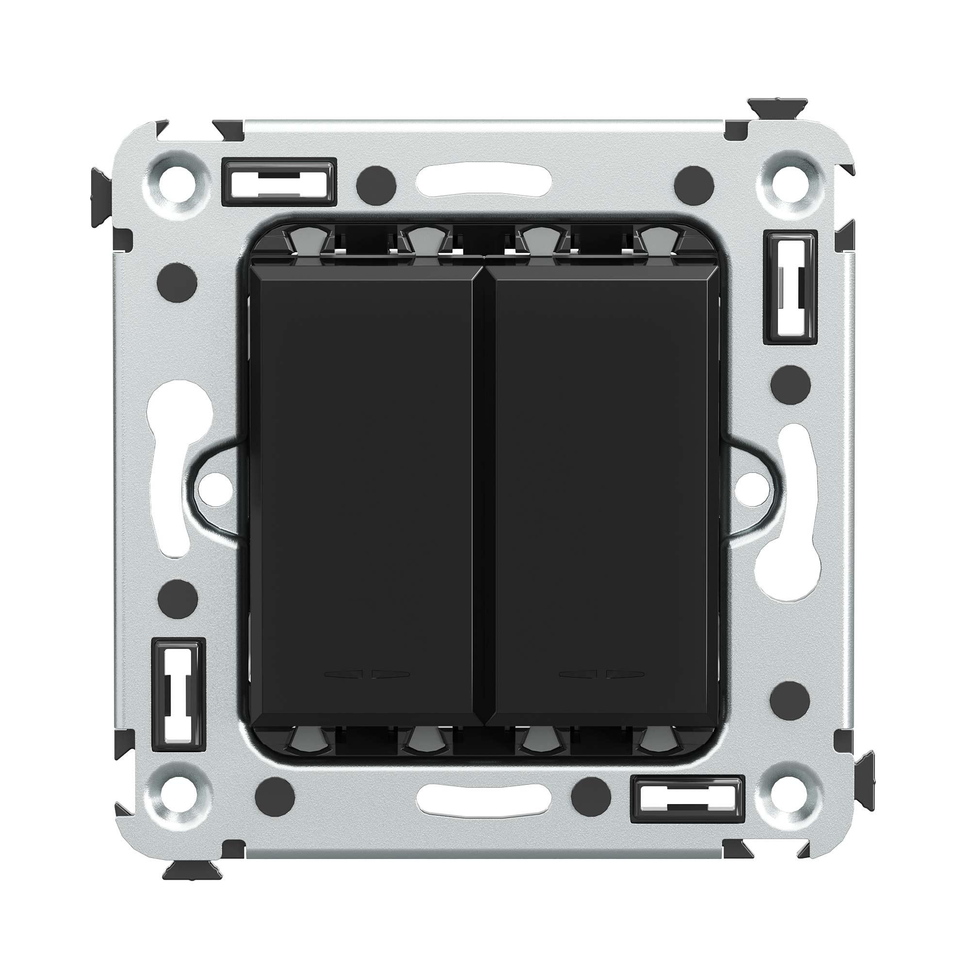 Avanti Кнопка двухклавишная в стену Черный        квадрат