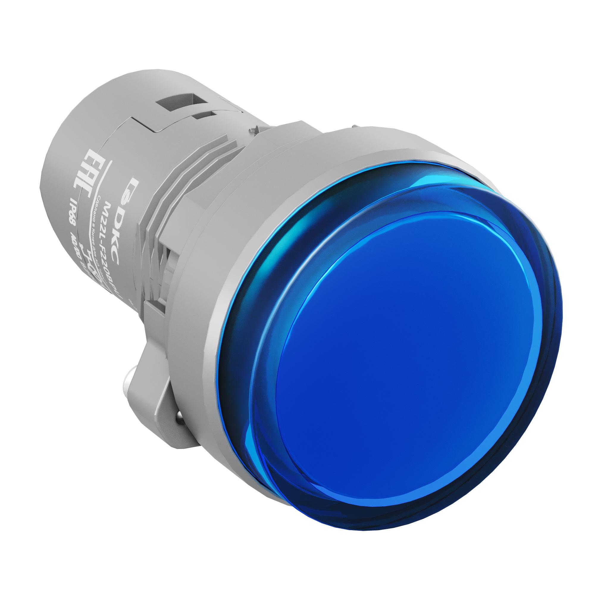 Сигнальная лампа со встроенным диодом 220В, синяя, зажим Push-In