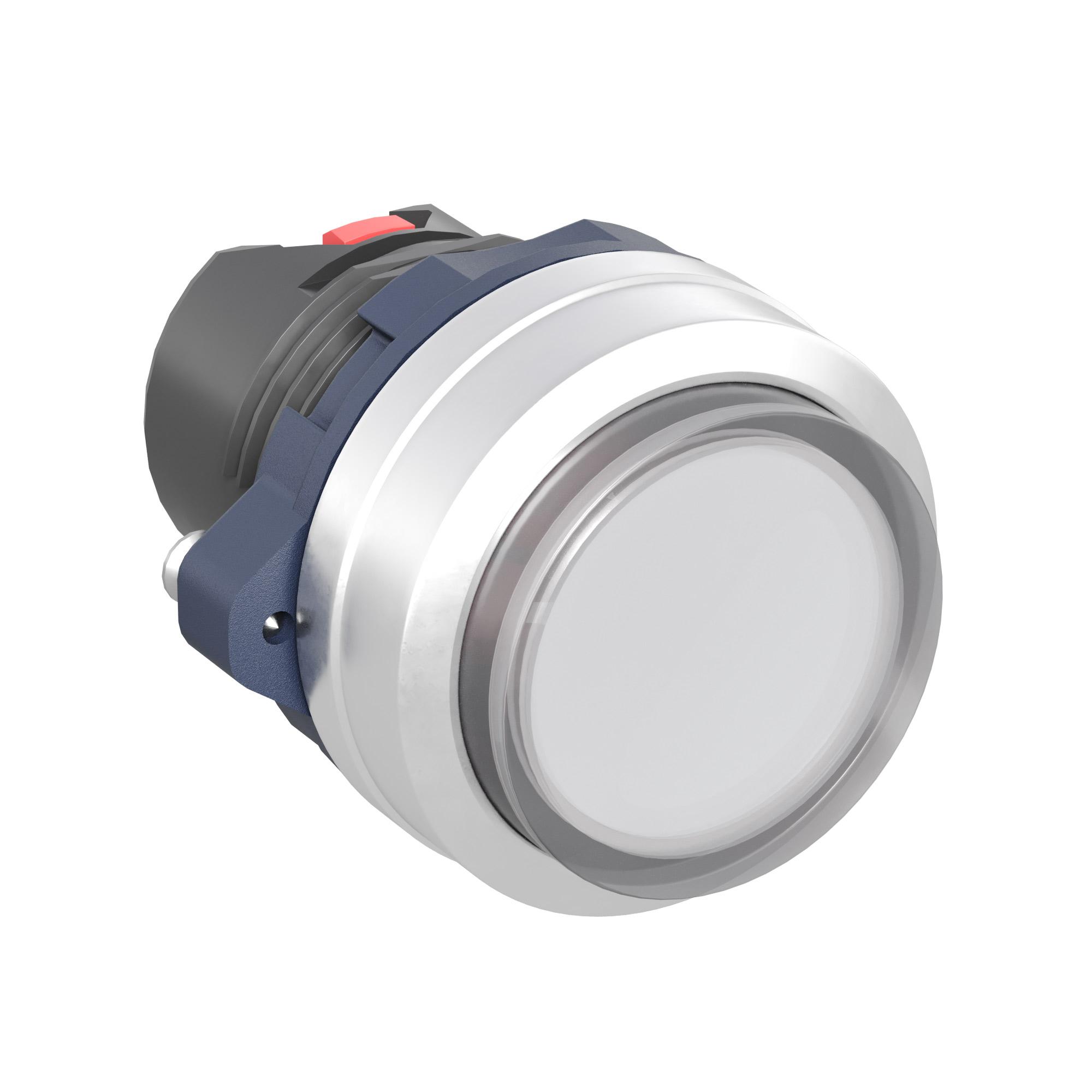 Головка кнопки выпуклая прозрачная с фиксацией, белая, алюминий