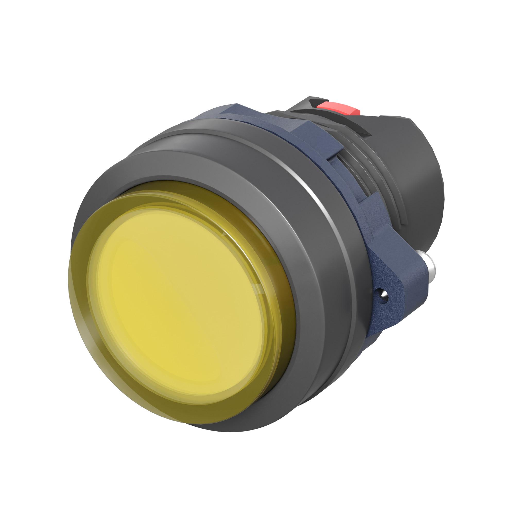 Головка кнопки выпуклая прозрачная без фиксации, желтая