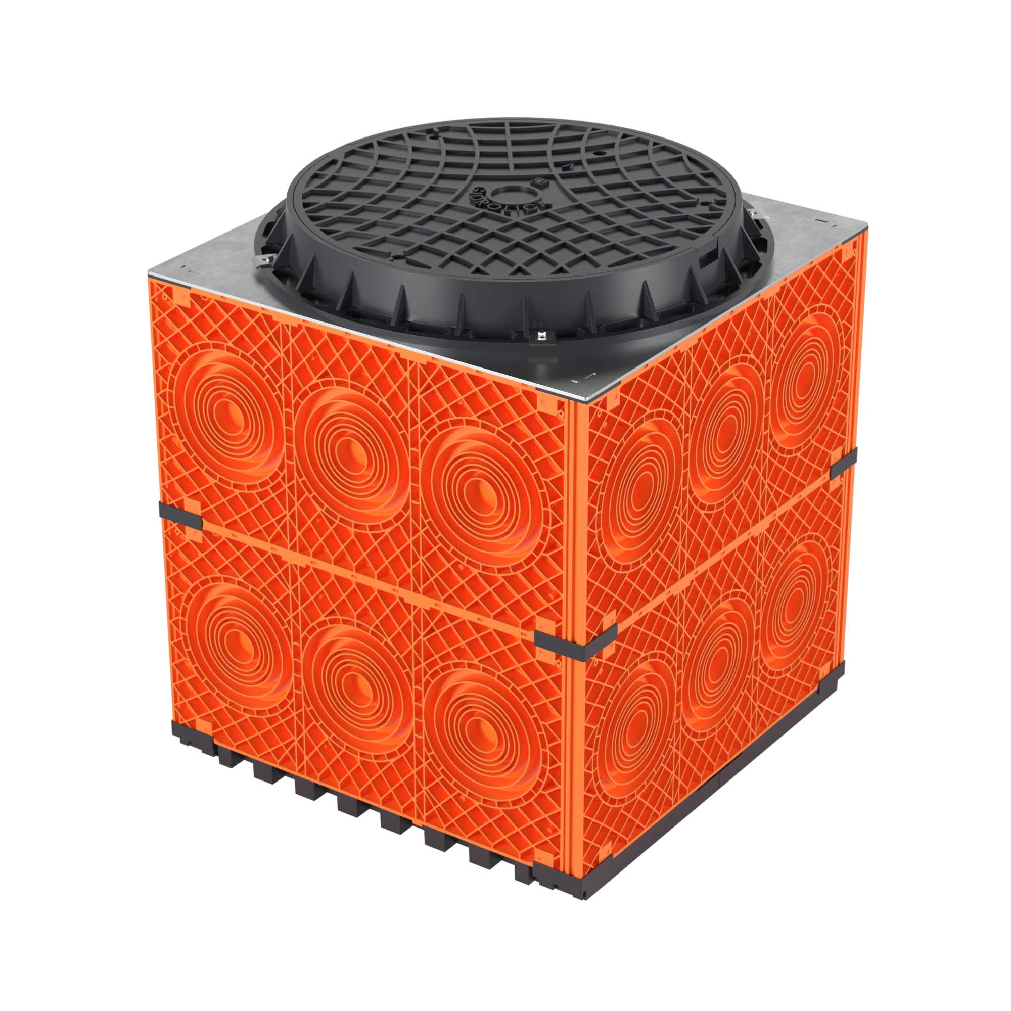 Кабельный колодец связи (ККС) пластиковый для кабельной канализации с пластиковым люком, F0, 750х750х750 мм