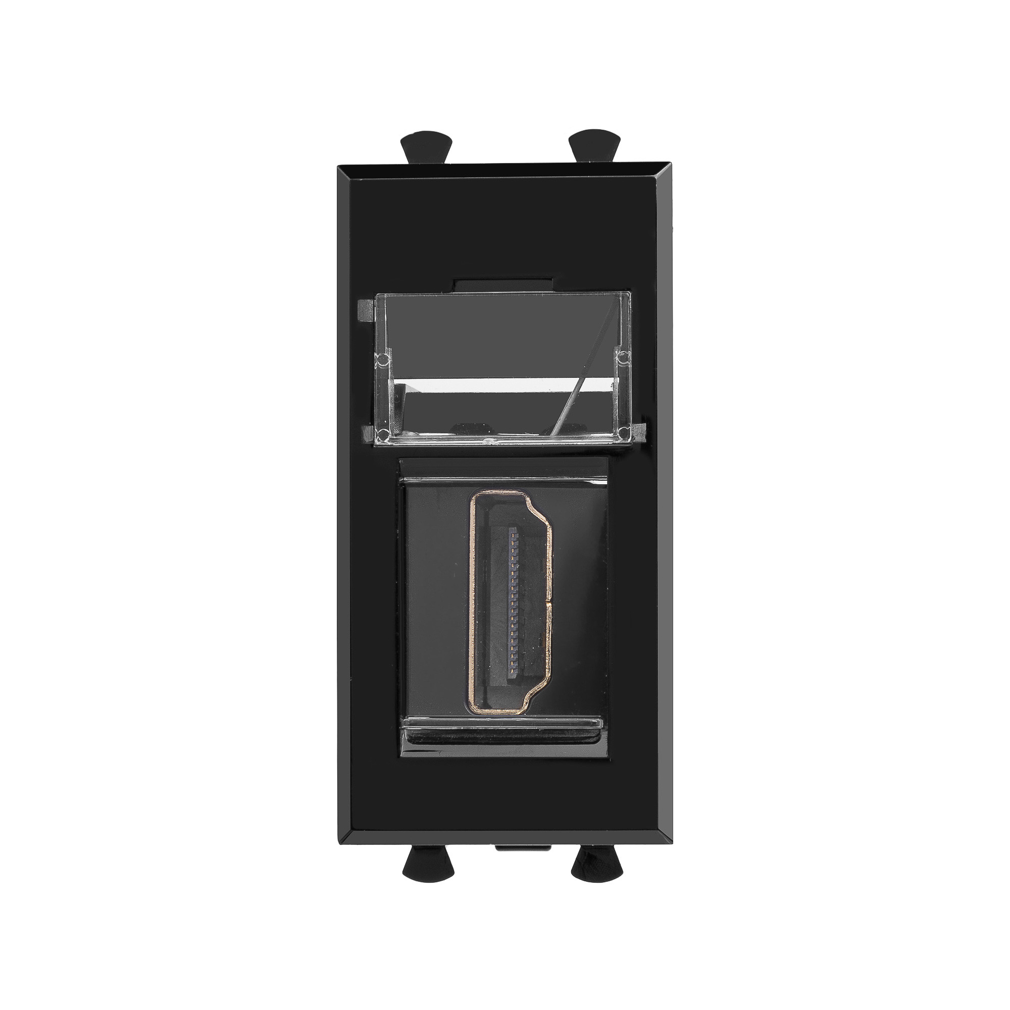 HDMI розетка модульная, тип А-А, Avanti, черный квадрат, 1 модуль