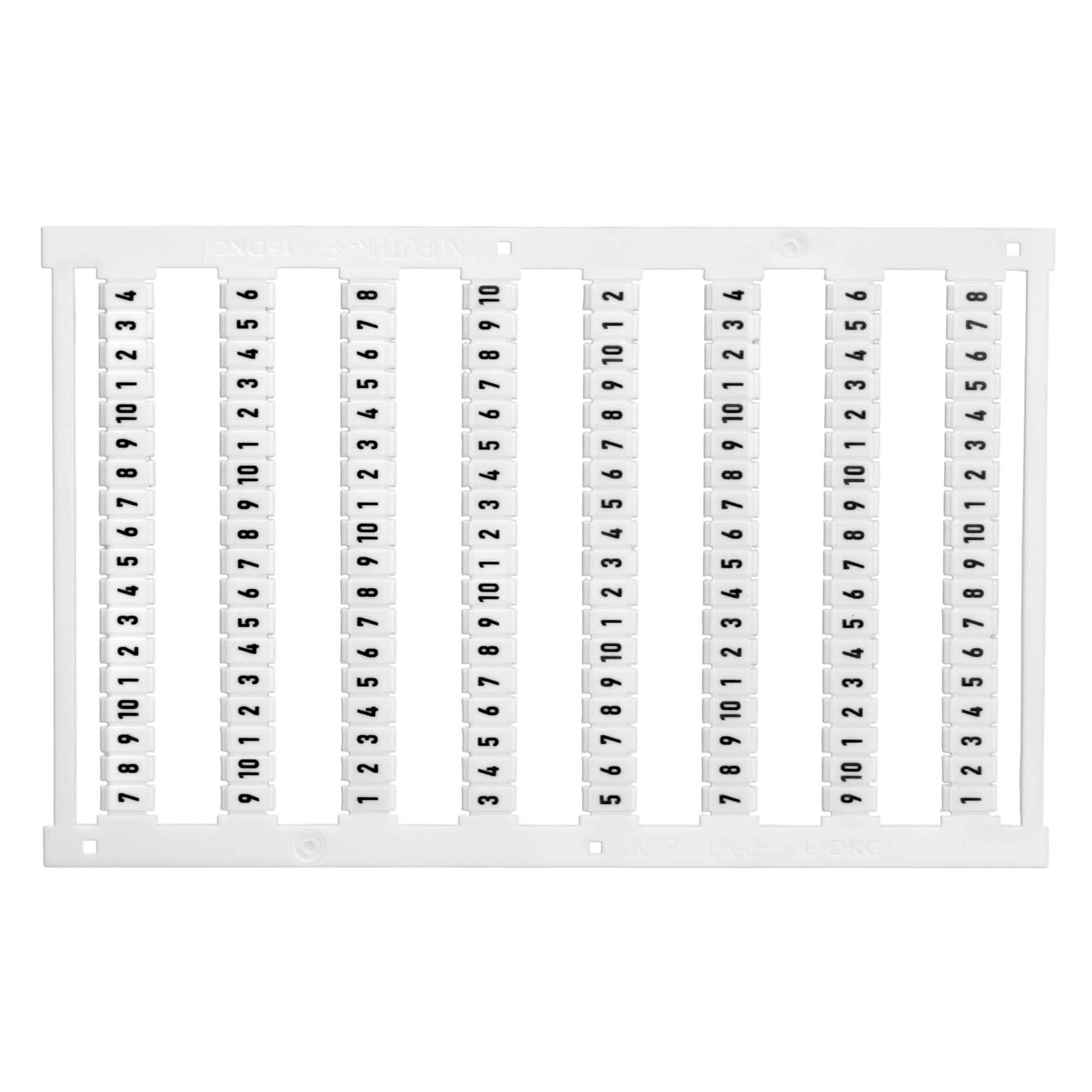 Маркировка для клемм, ширина 3 мм, узкая, для клемм Push-in, от 51 до 60 , горизонтальная ориентация , 1 шт. = карта из 144 маркеров
