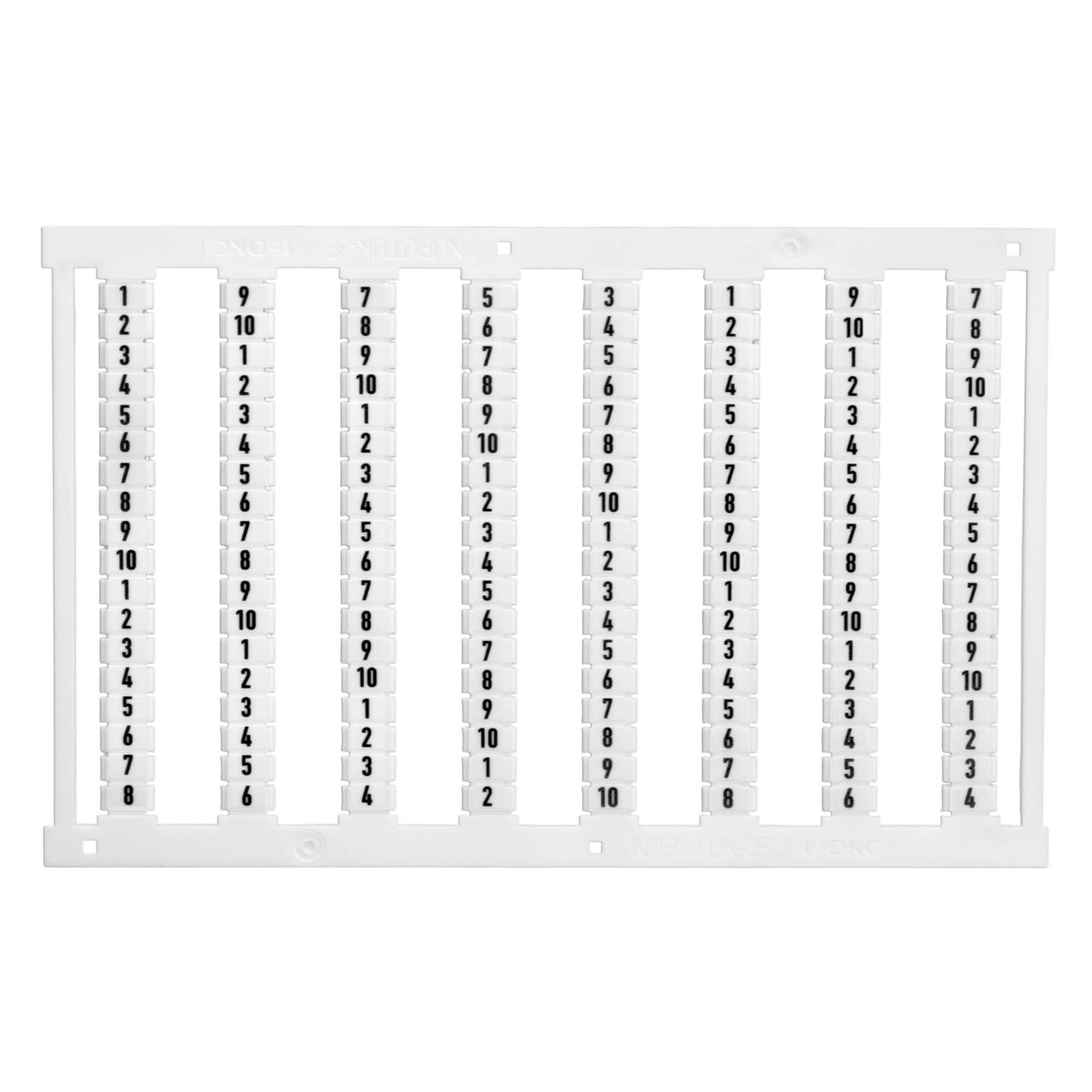 Маркировка для клемм, ширина 3 мм, узкая, для клемм Push-in, от 91 до 100 , вертикальная ориентация , 1 шт. = карта из 144 маркеров
