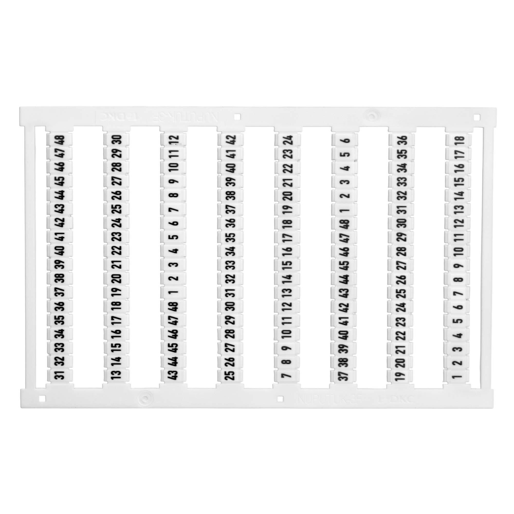 Маркировка для клемм, ширина 3 мм, узкая, для клемм Push-in, от 49 до 96 , горизонтальная ориентация , 1 шт. = карта из 144 маркеров