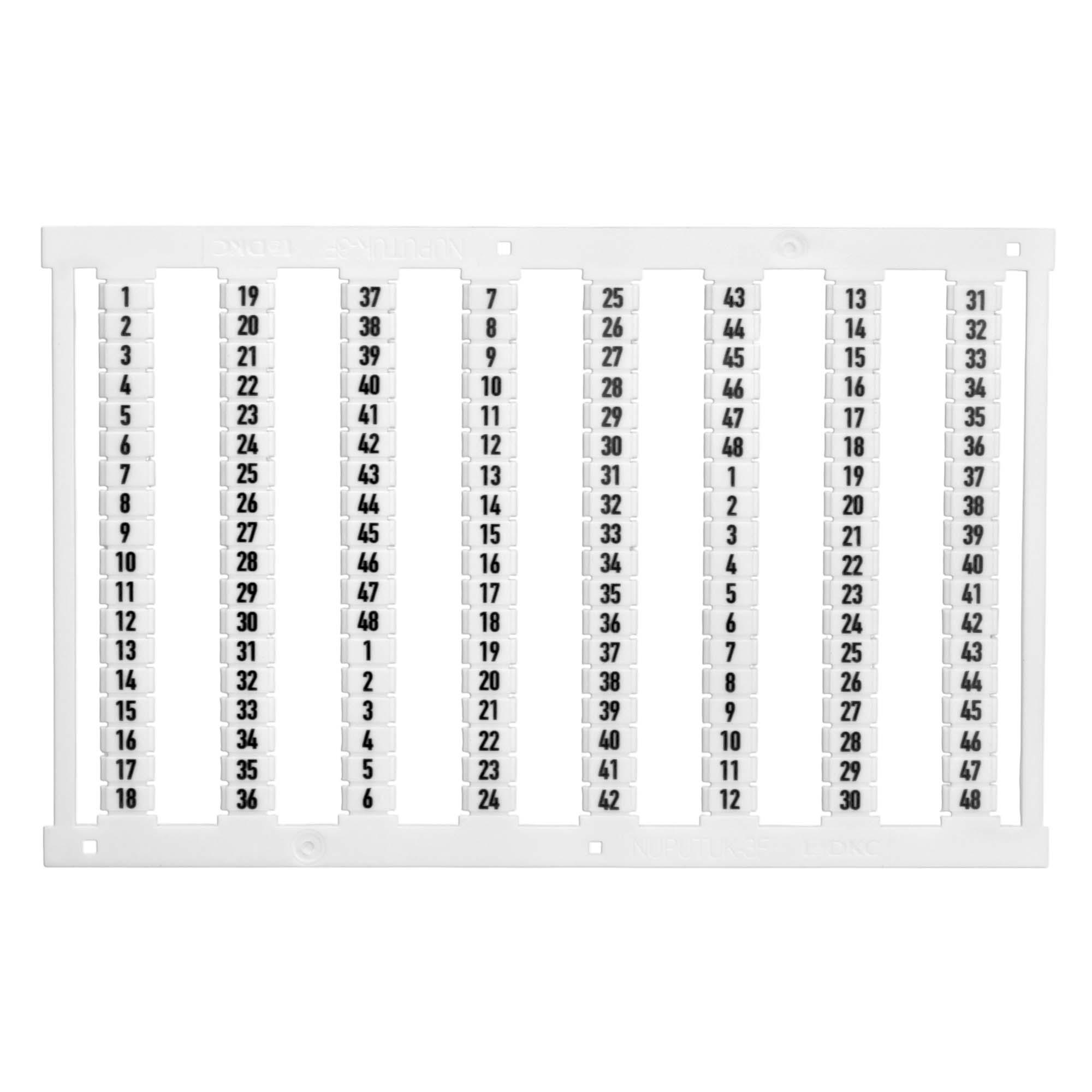 Маркировка для клемм, ширина 3 мм, узкая, для клемм Push-in, от 49 до 96 , вертикальная ориентация , 1 шт. = карта из 144 маркеров