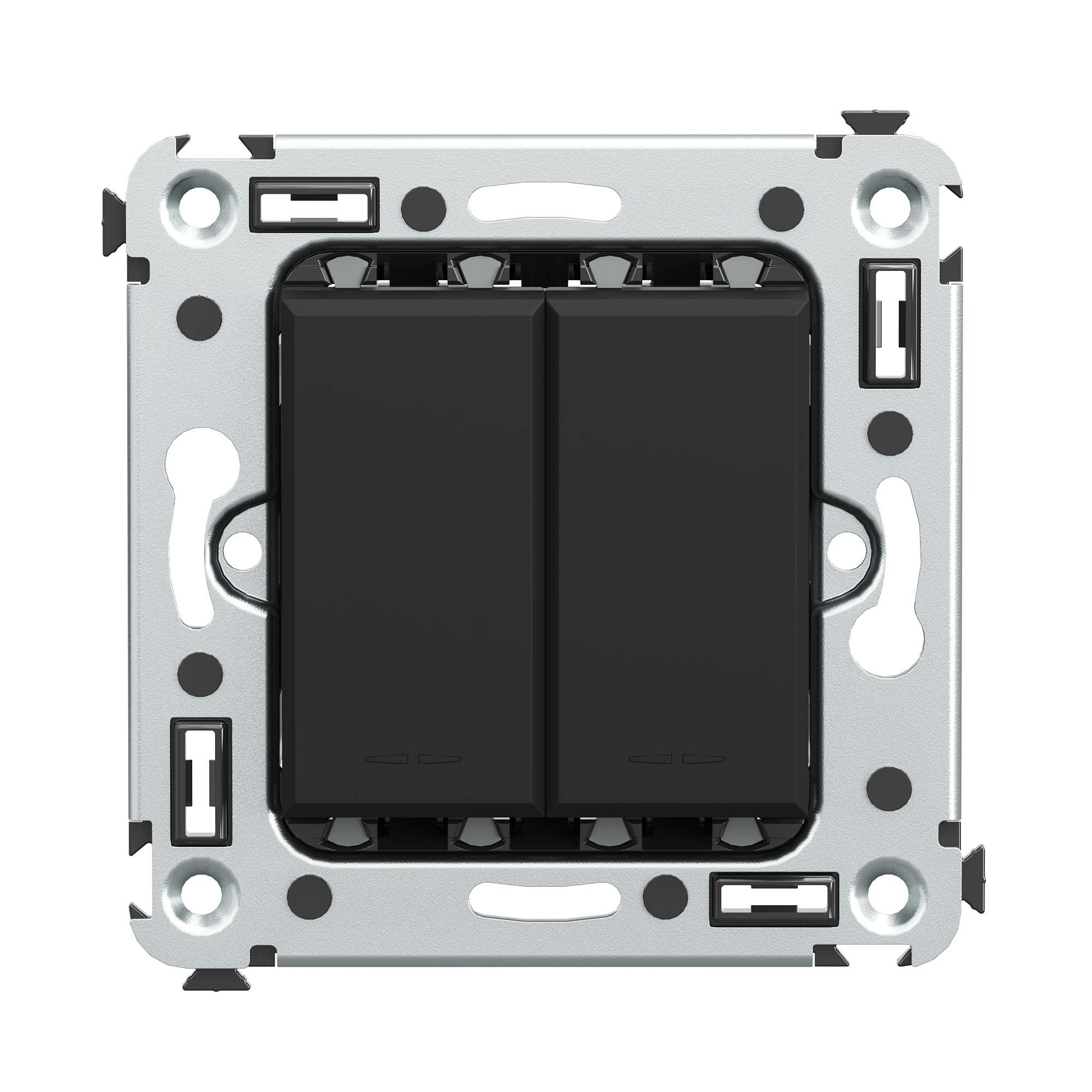 Avanti Кнопка двухклавишная в стену, , Черный матовый