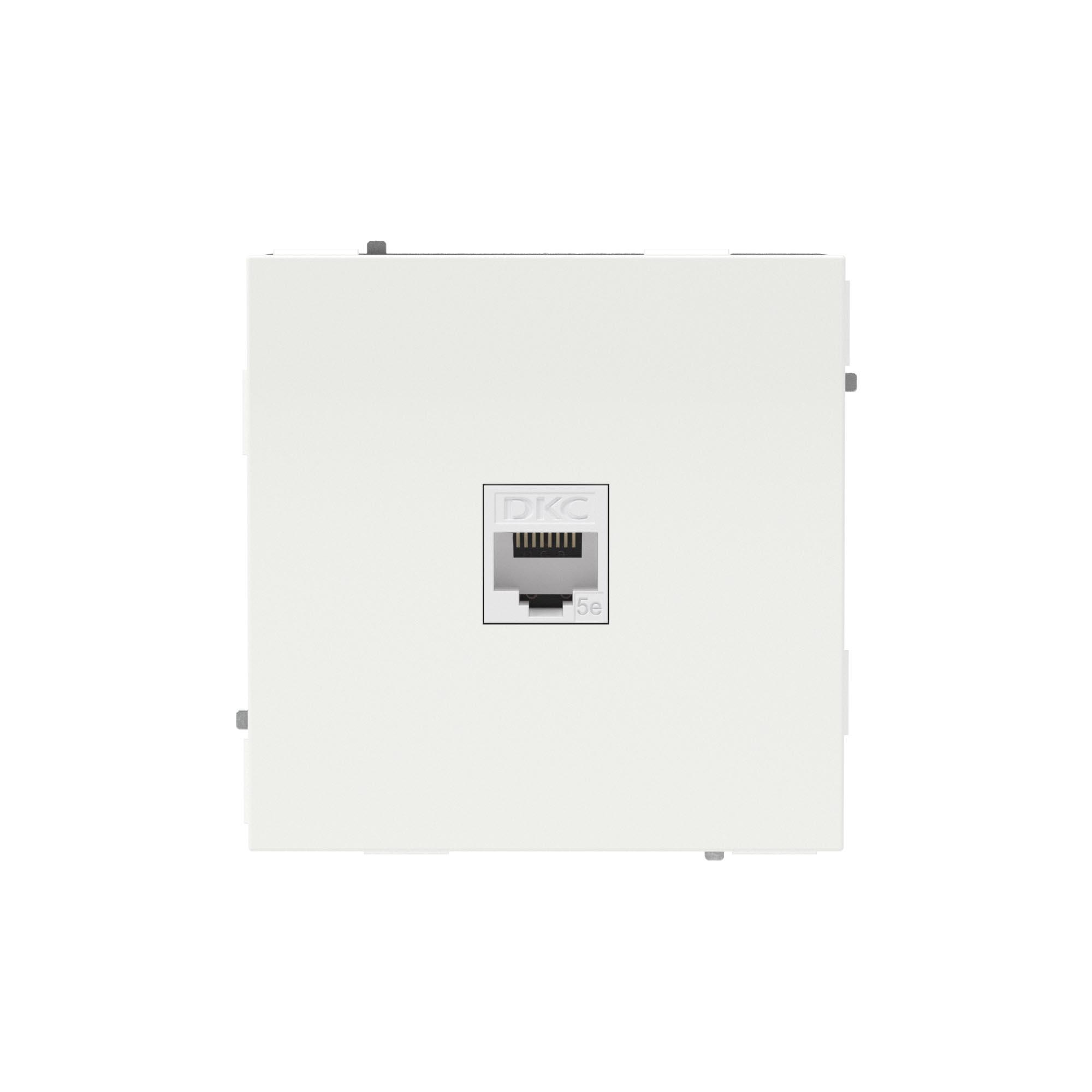 Компьютерная розетка RJ-45 без шторки, кат.5е одинарная, KANT, белый песок