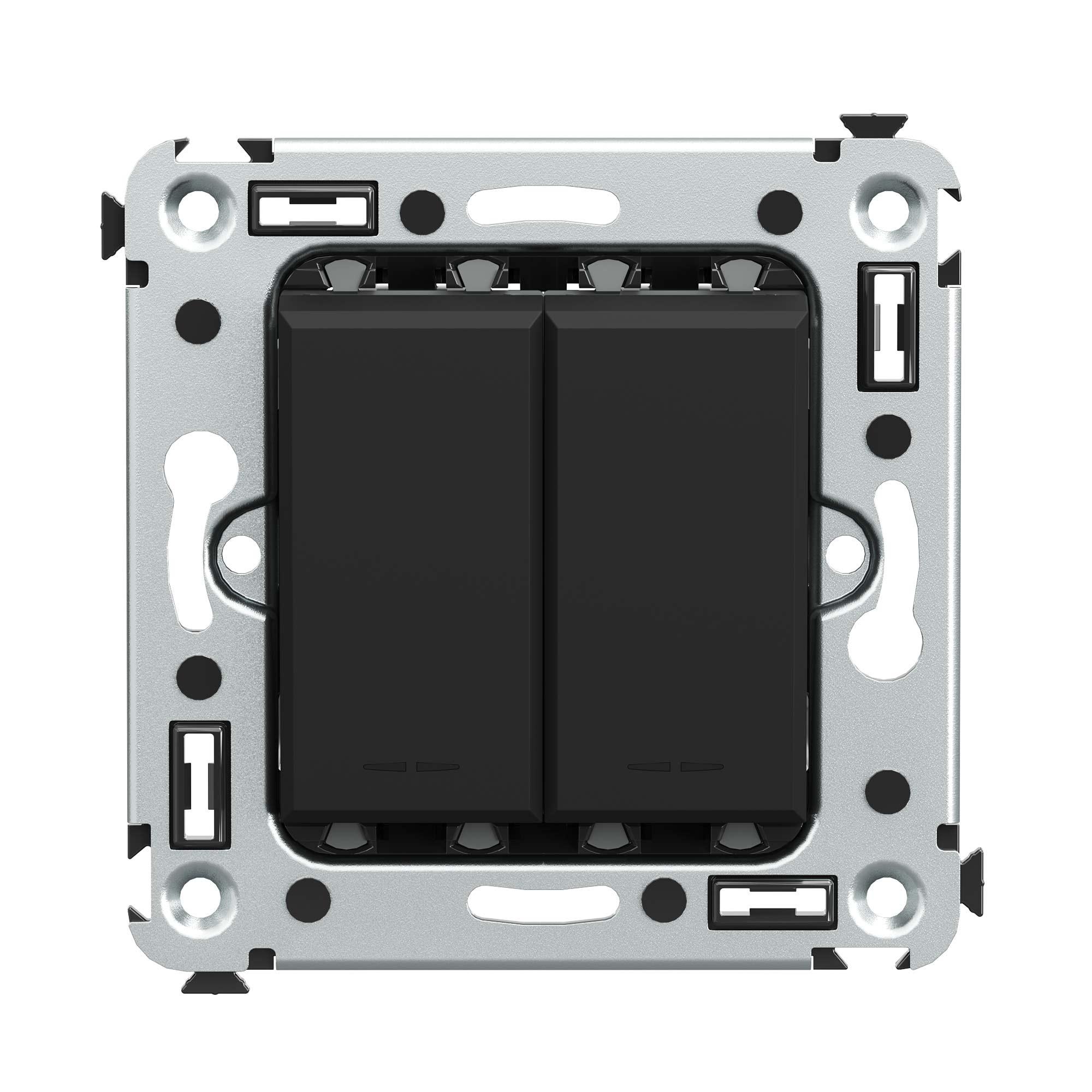 Avanti Переключатель двухклавишный в стену, , Черный матовый