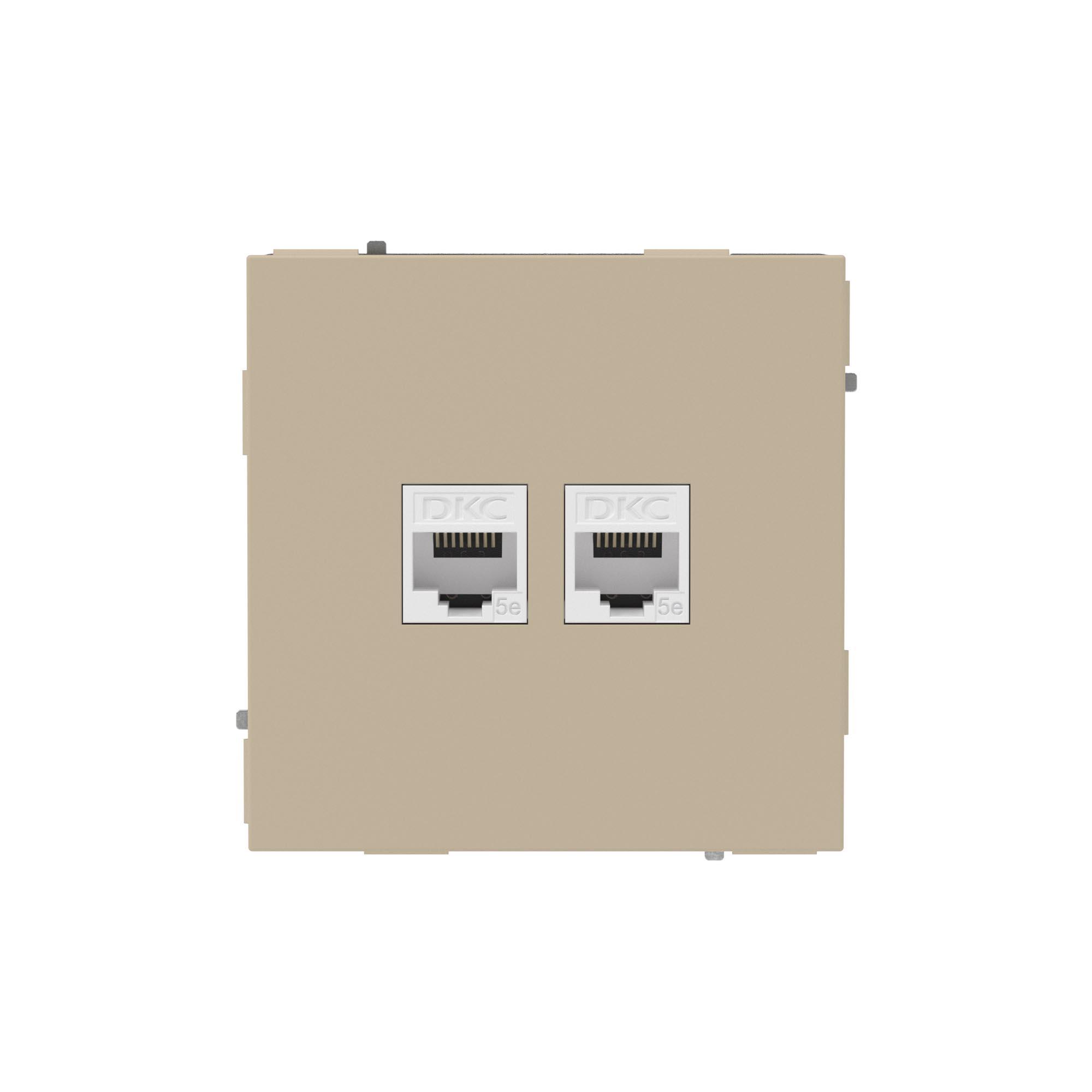 Компьютерная розетка RJ-45 без шторки, кат.5е двойная, KANT, ванильный марципан