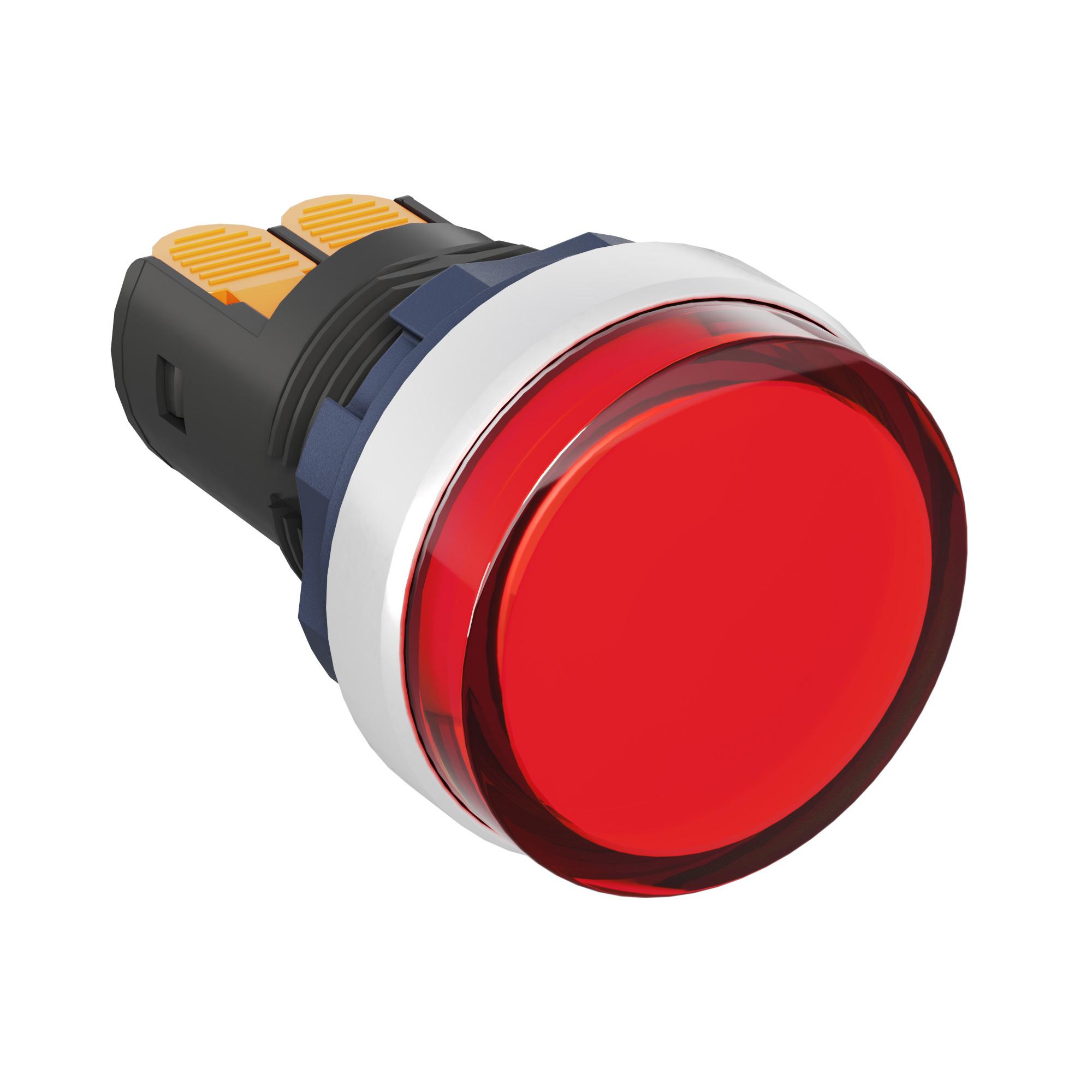 Сигнальная лампа со встроенным диодом 220В, красная, алюминиевое кольцо, зажим Plug-In