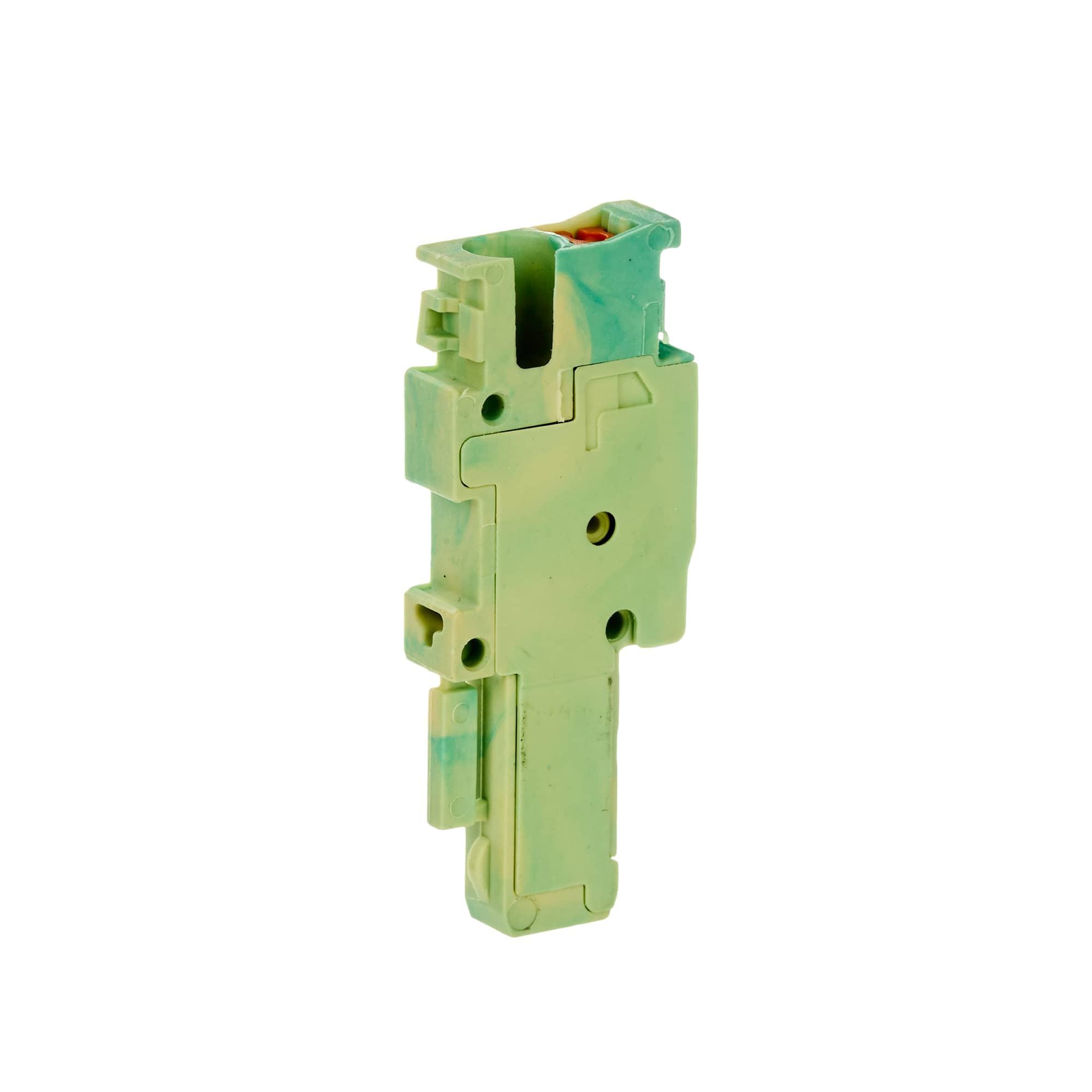 Клемма заземления вставная наборная правая, зажим push-in, 1 точка подключения, 2.5 кв.мм, желт     о-зеленая