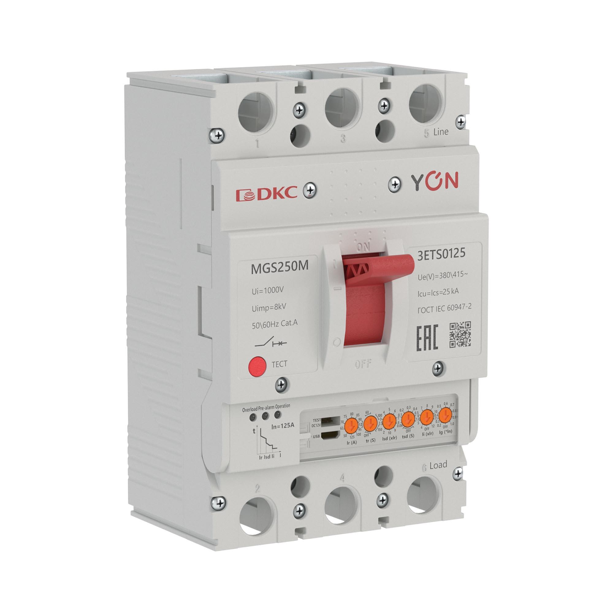 Выключатель автоматический YON max MGS250M 3P 50-125А 25кА с электронным расцепителем ETS