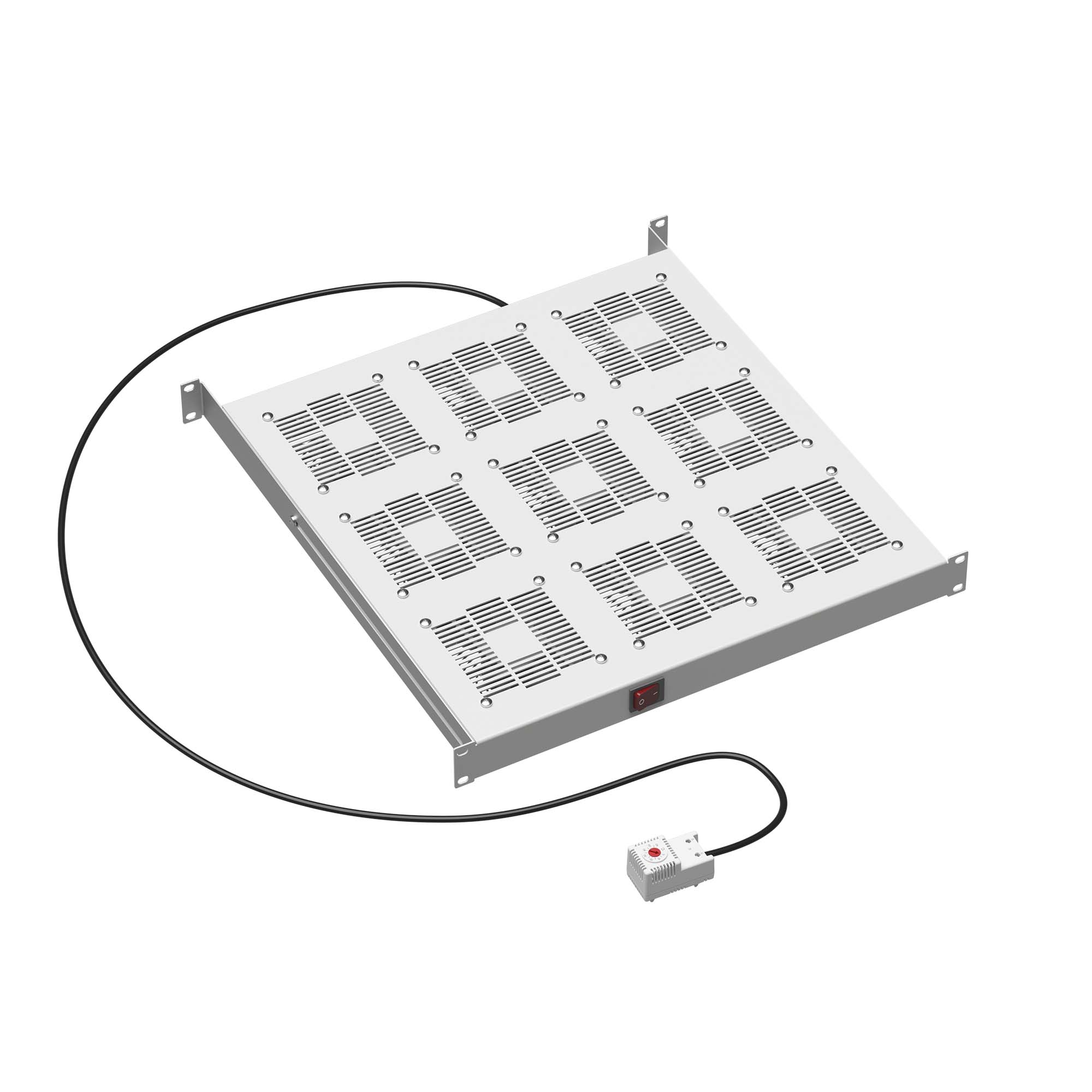 19дюйм Вентиляторный модуль, 9 вентиляторов с термостатом