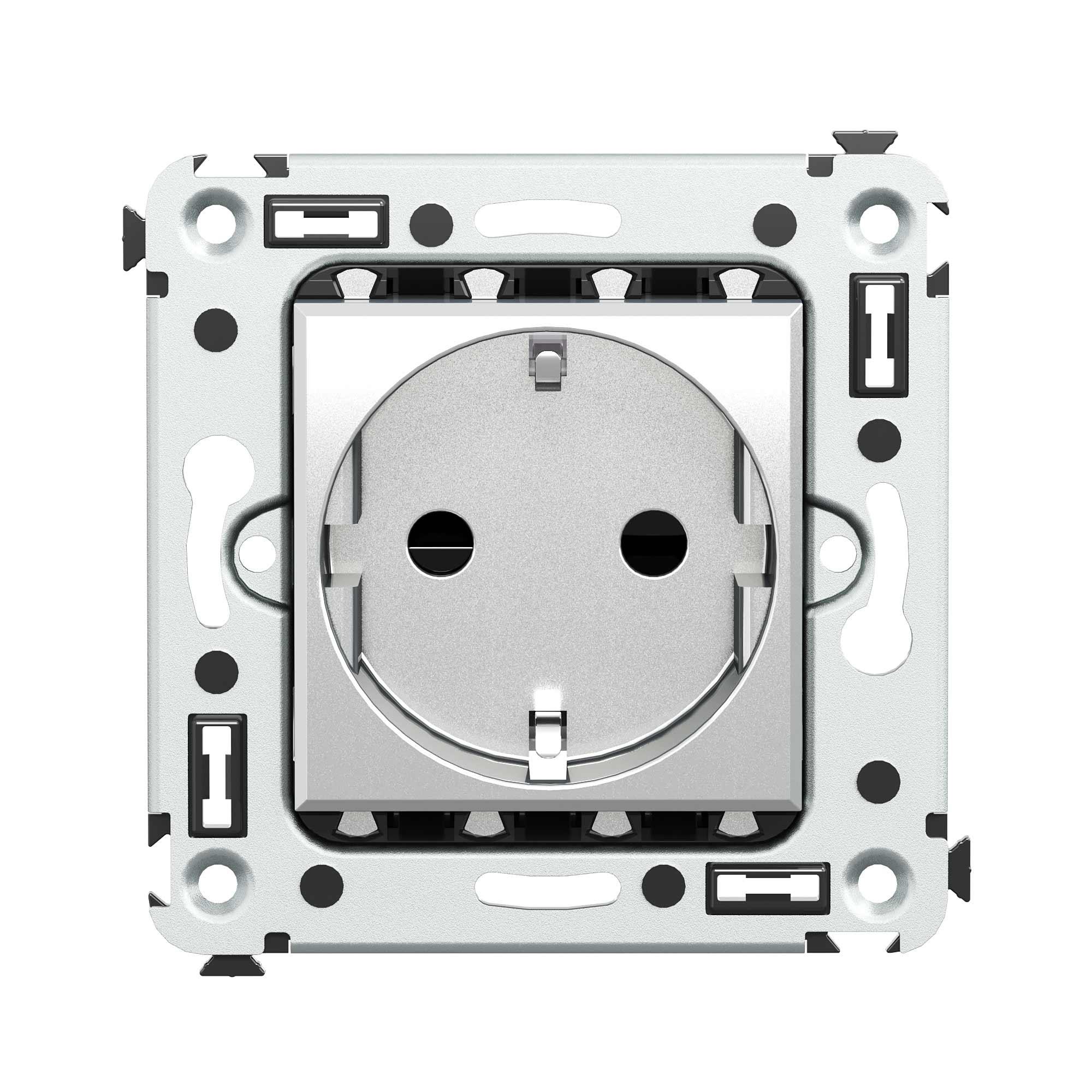 Avanti Розетка в стену 2P+E с з/ш  Закаленная сталь