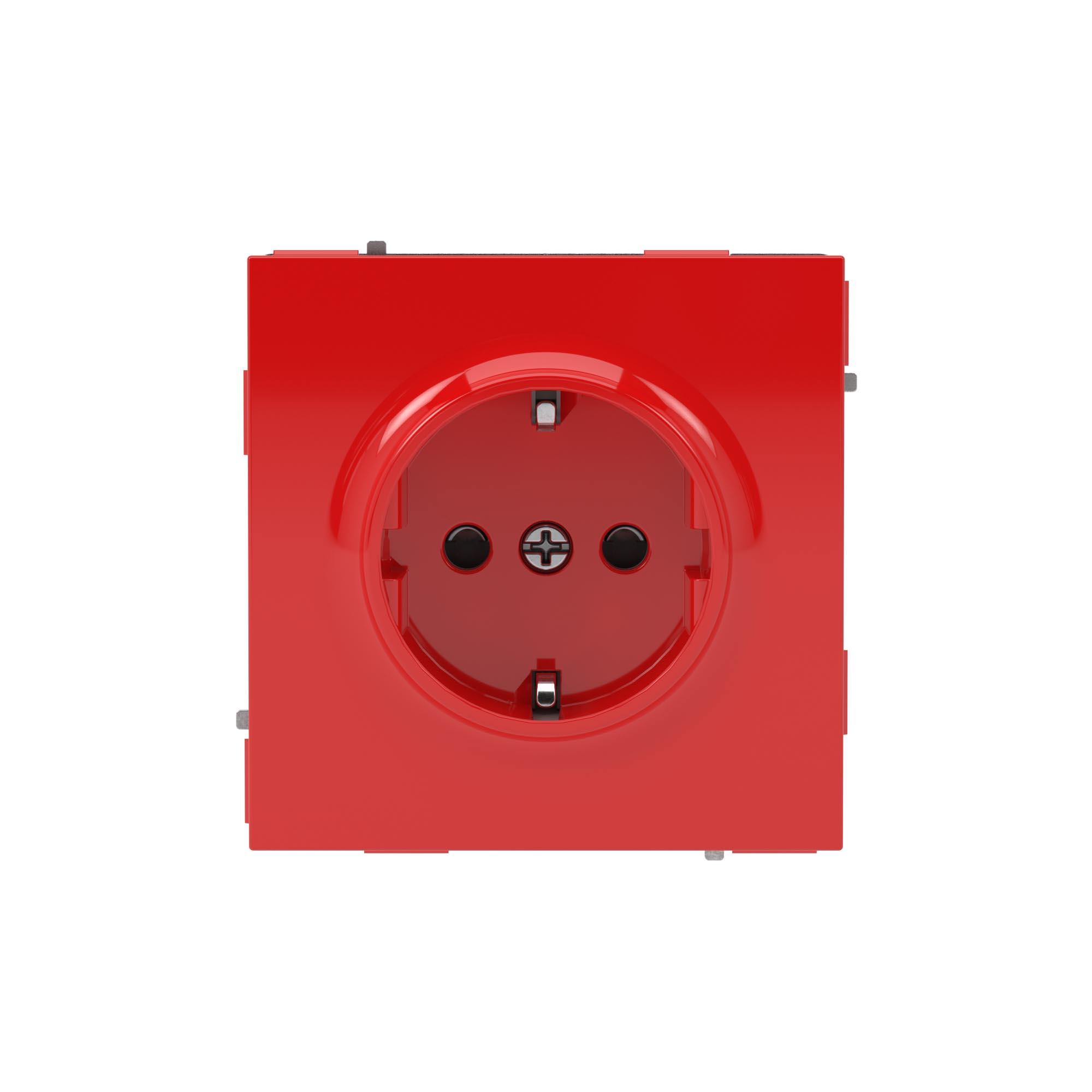 Розетка силовая, 2P+E, с заземлением без з/ш,     KANT, красный сатин