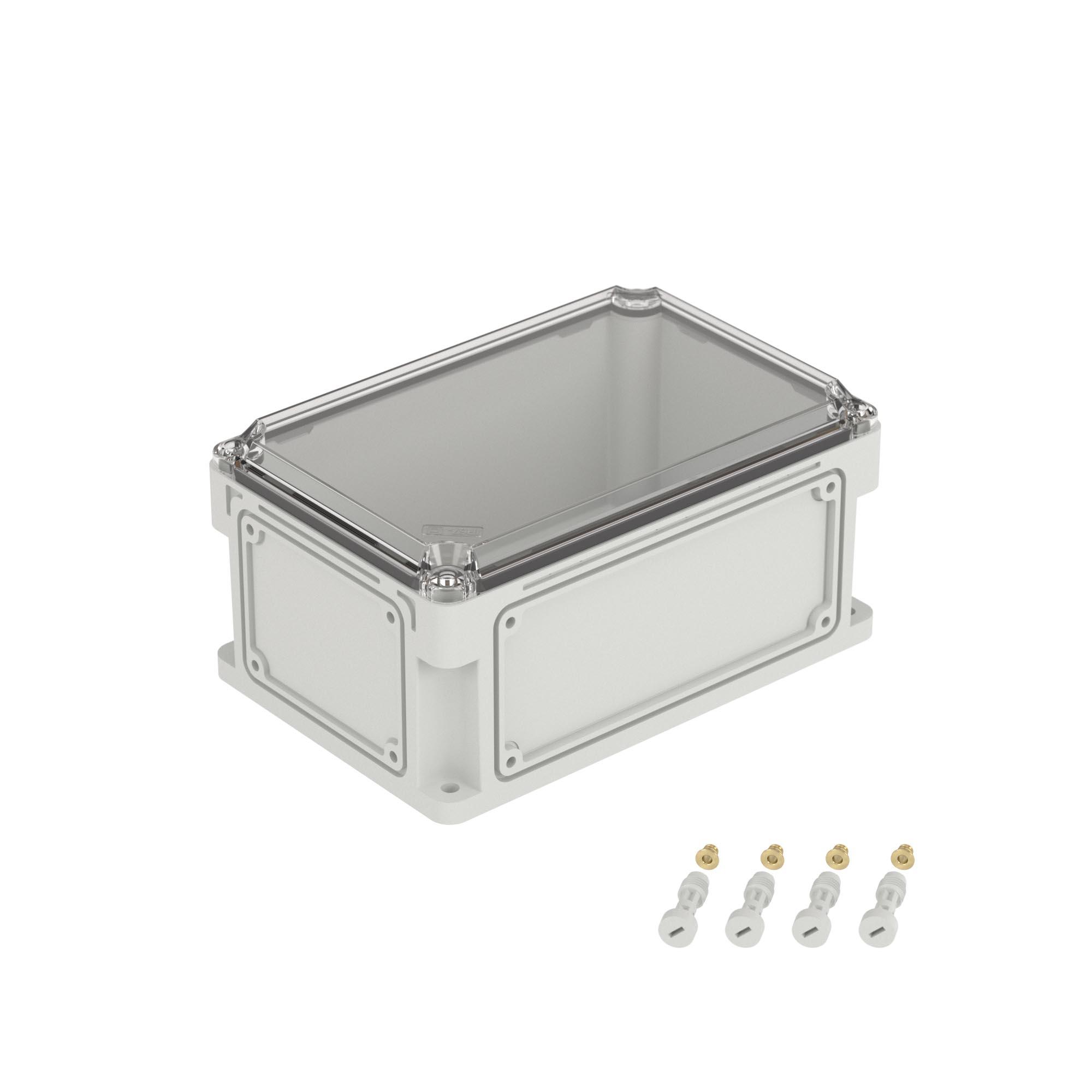 Корпус IP66/IP67, 300х200х146 мм, без МП, с фланцами, прозрачная крышка H= 21 мм