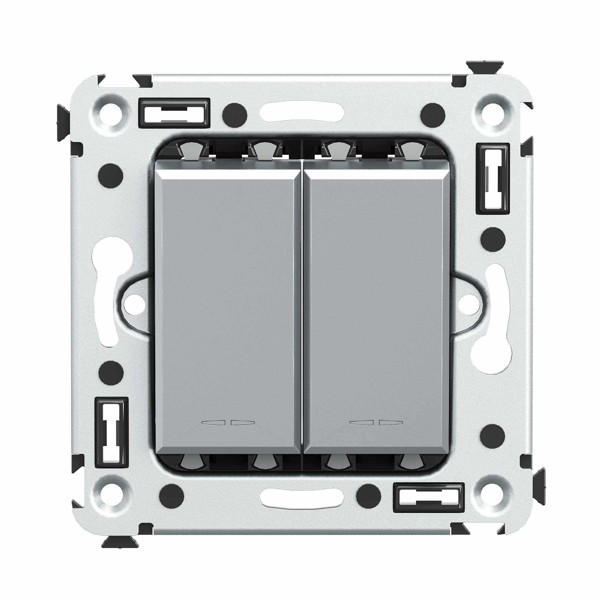 Avanti Инвертор двухклавишный в стену Закаленная  сталь (Переключатель сх. 7+7)