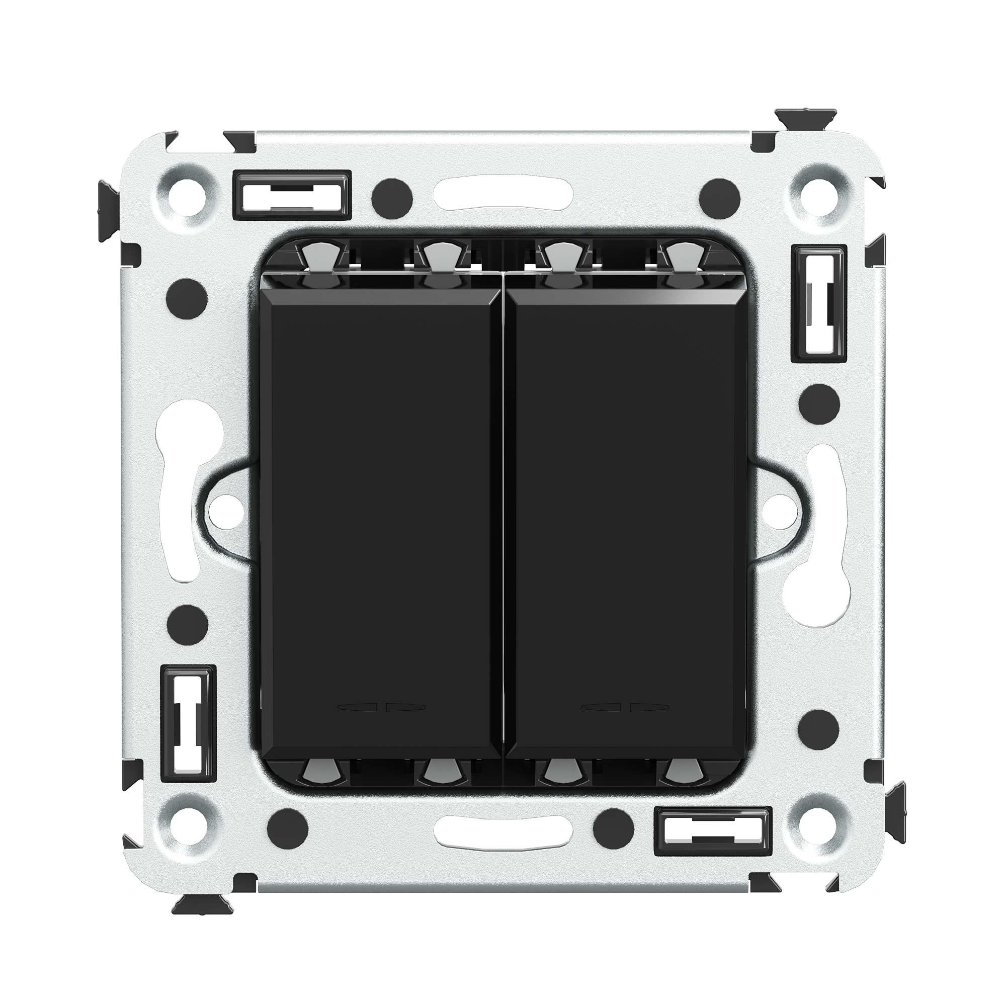 Avanti Выключатель двухклавишный в стену, Черный   квадрат