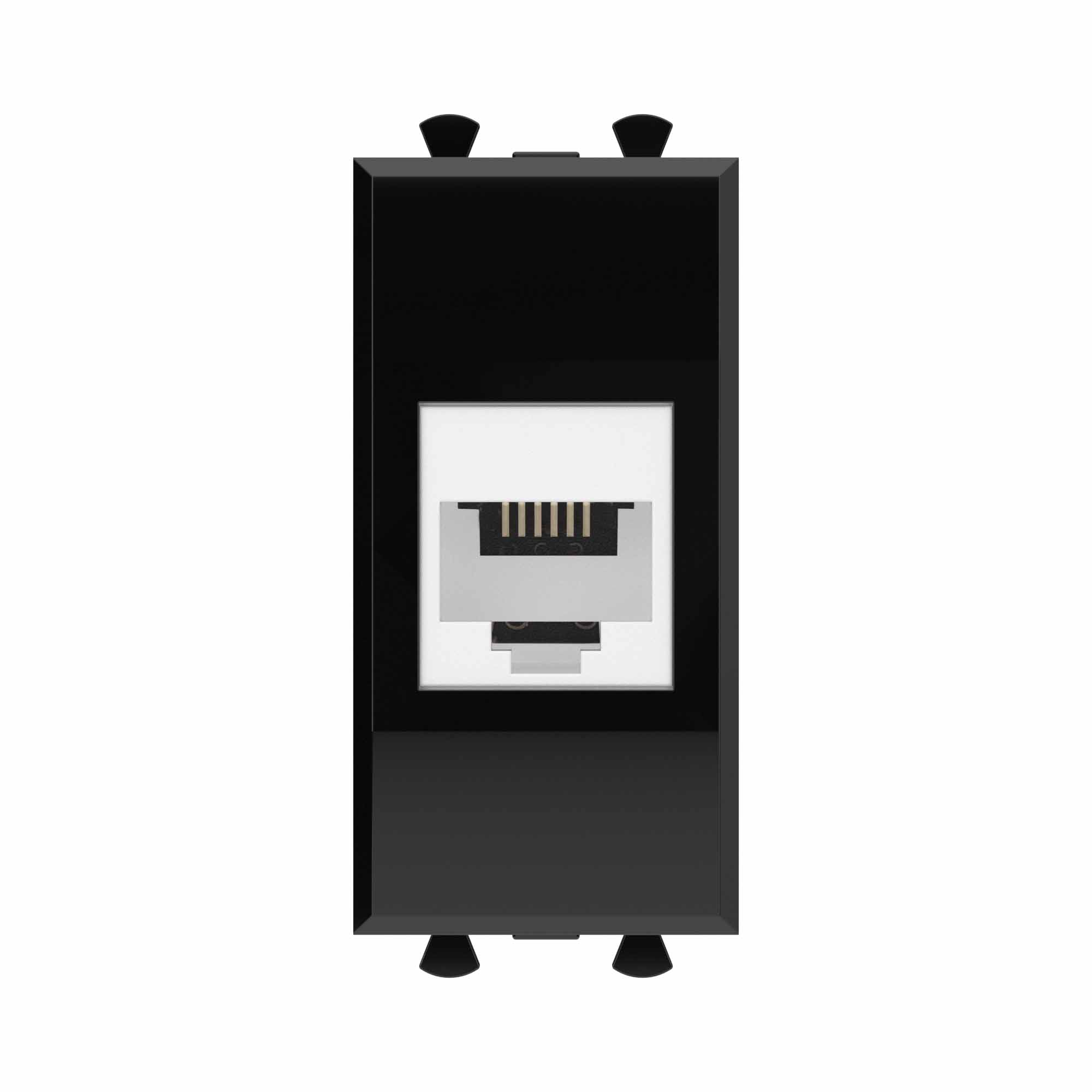 Avanti Телефонная розетка RJ-12 без шторки        модульная Черный квадрат 1 модуль