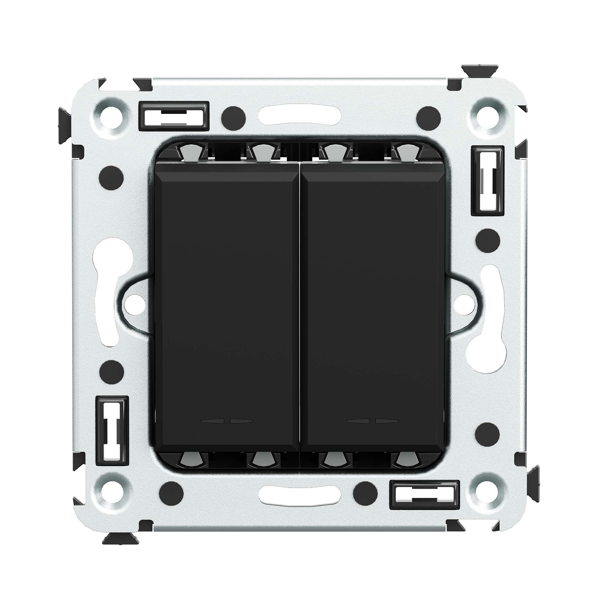 Avanti Выключатель двухклавишный в стену  Черный   матовый