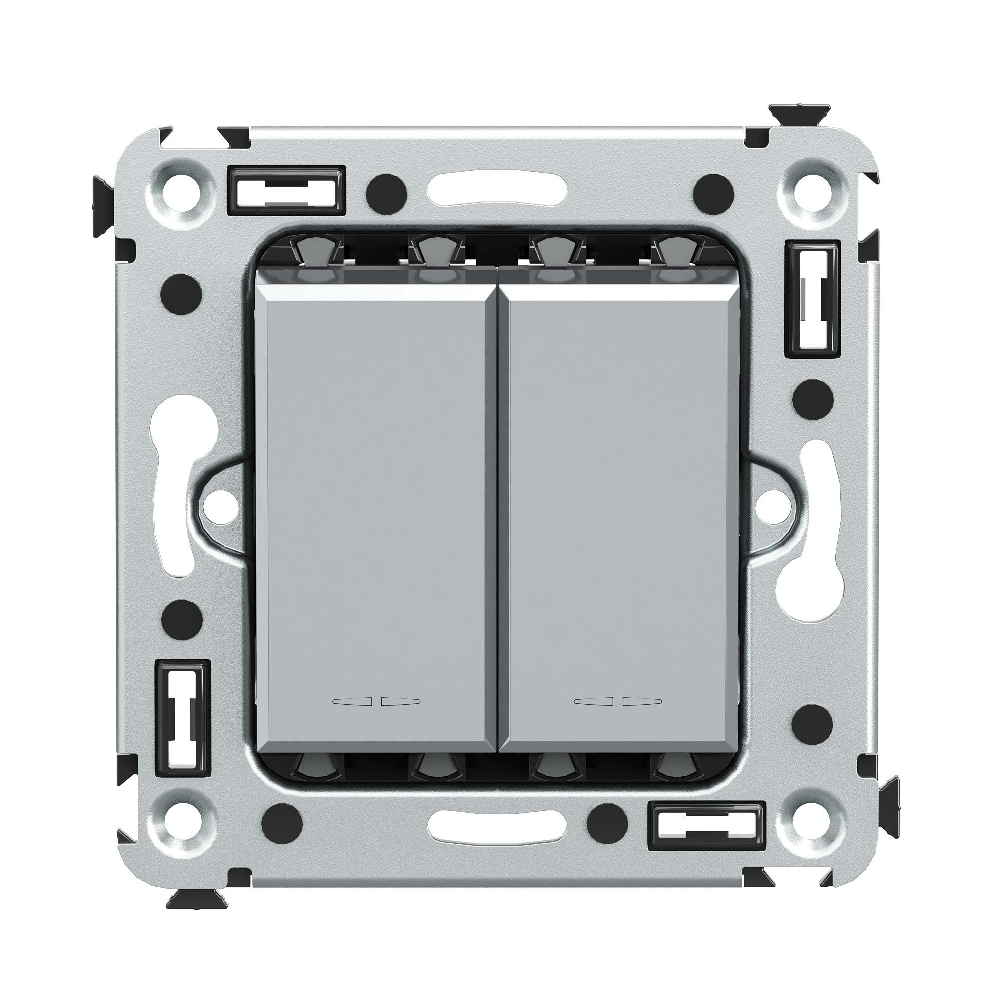 Avanti Переключатель двухклавишный в стену  Закаленная сталь