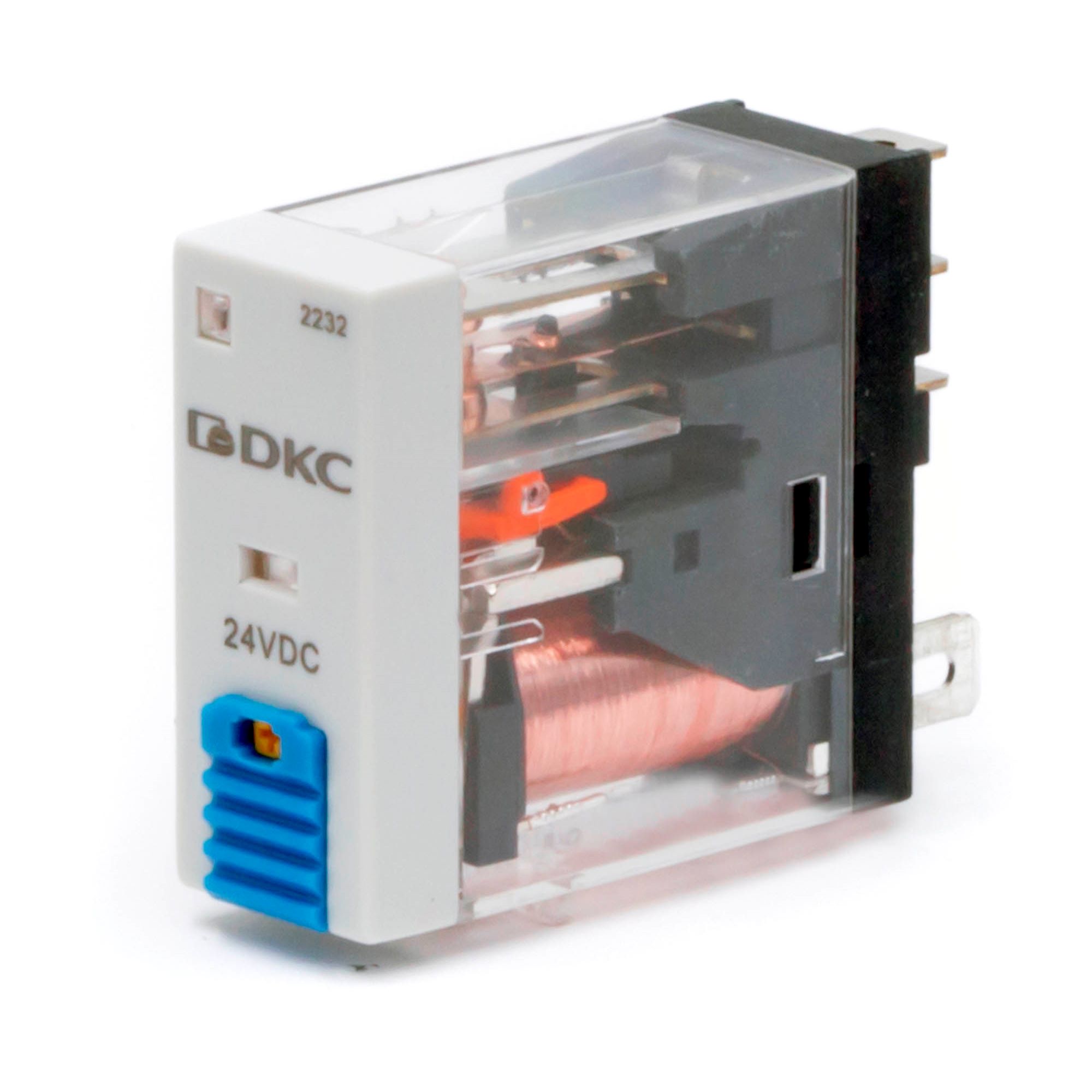 Реле миниатюрное промышленное, 1CO, коммутируемый ток 12 А, AgSnO, напряжение 24V DC, опция – тест-кнопка+светодиод+защитный диод