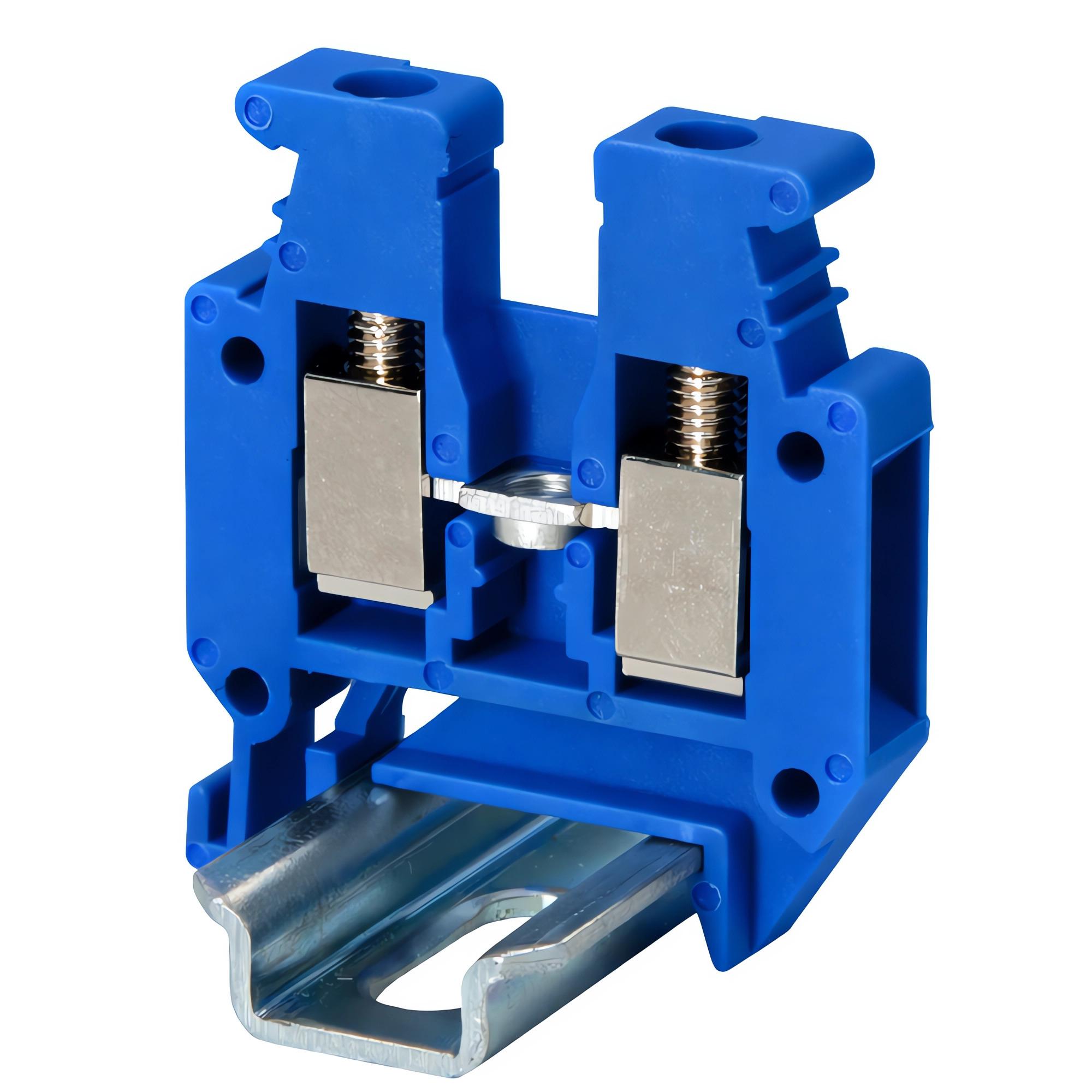 Клемма проходная миниатюрная, винтовой зажим, 2 точки подключения, 2.5 кв.мм, синяя