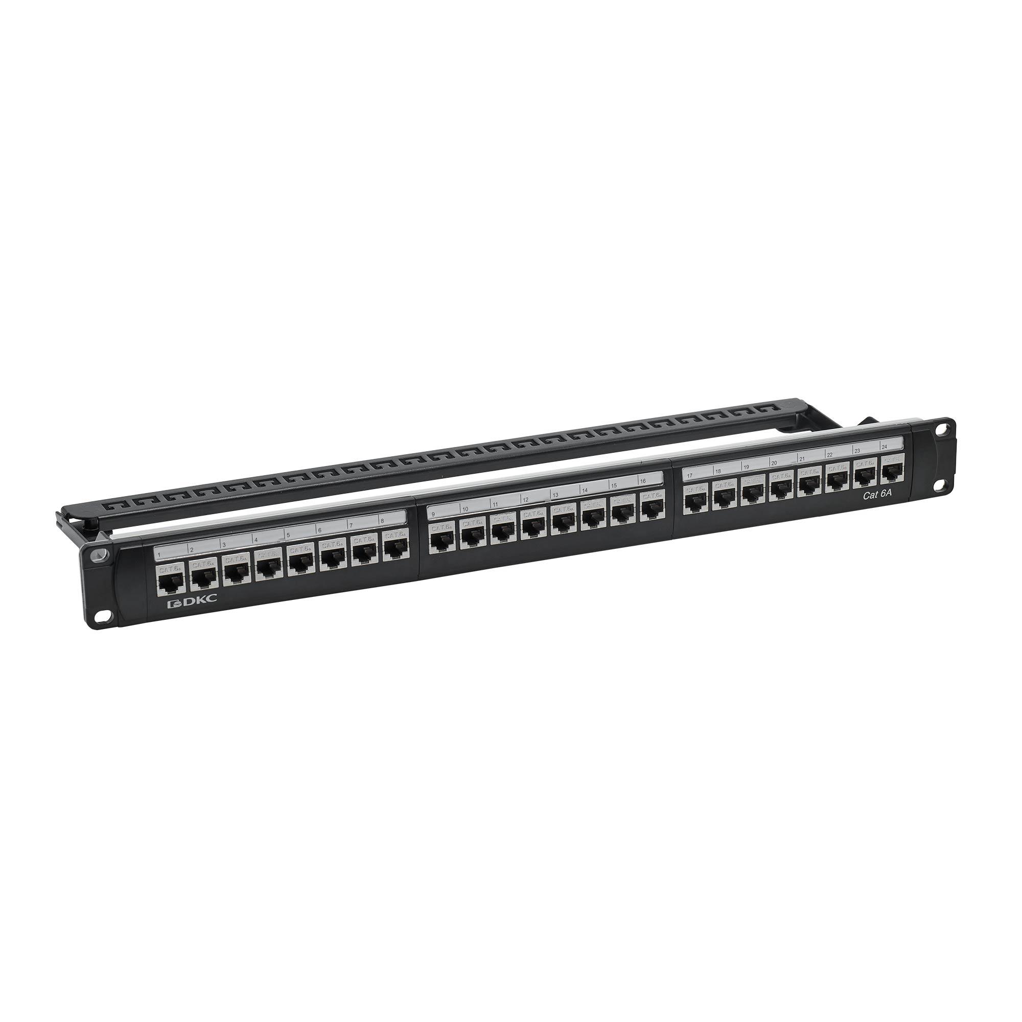 Патч-панель модульная 19'. 1U.CAT6A. 24 порта RJ45. экранированная