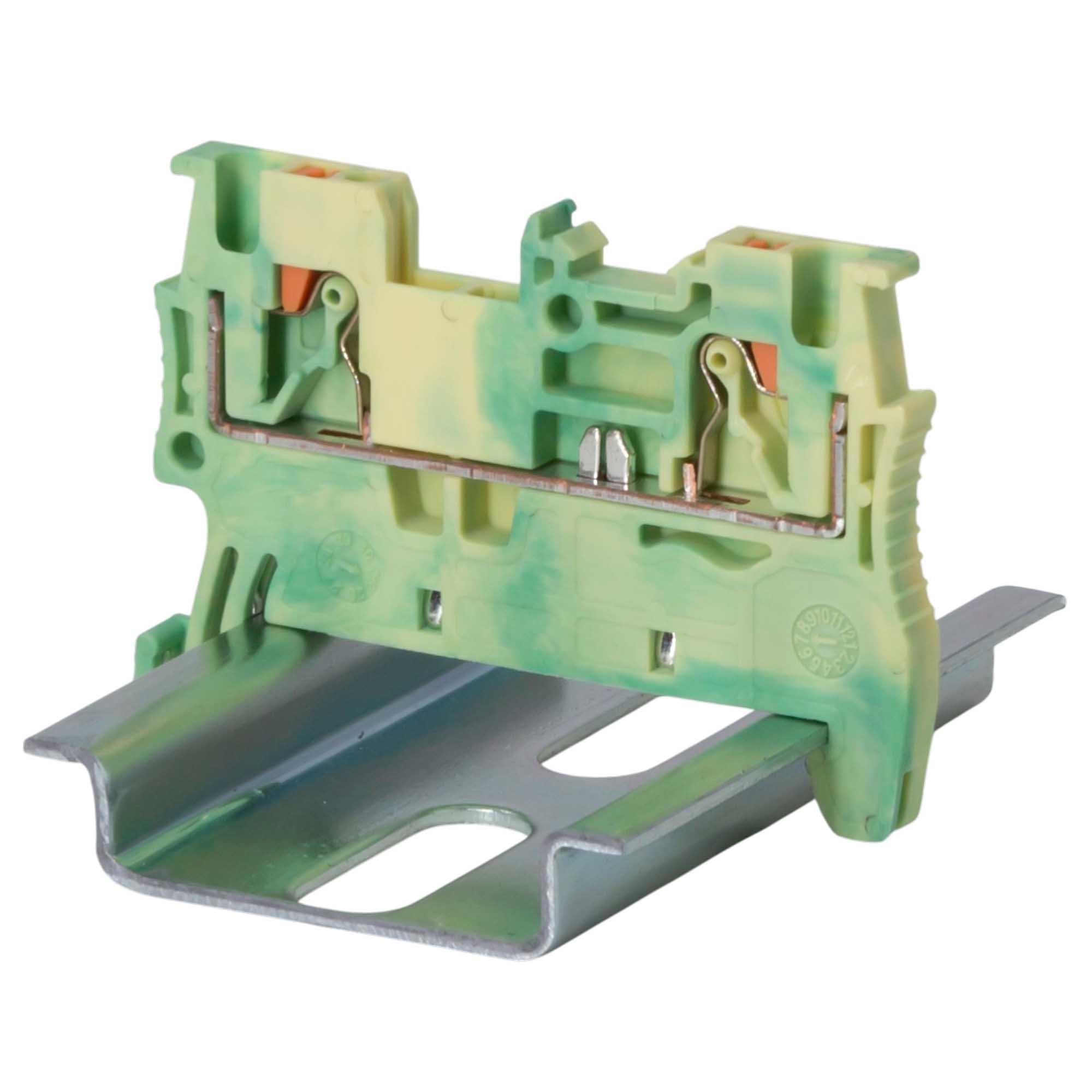 Клемма заземления, зажим push-in, 2 точки подключения, 1.5 кв.мм