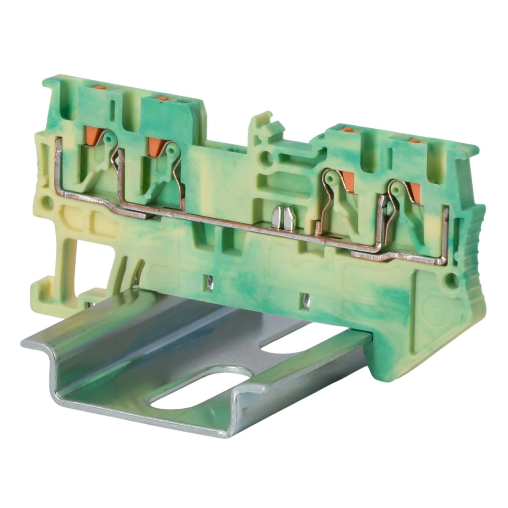 Клемма заземления, зажим push-in, 4 точки подключения, 1.5 кв.мм