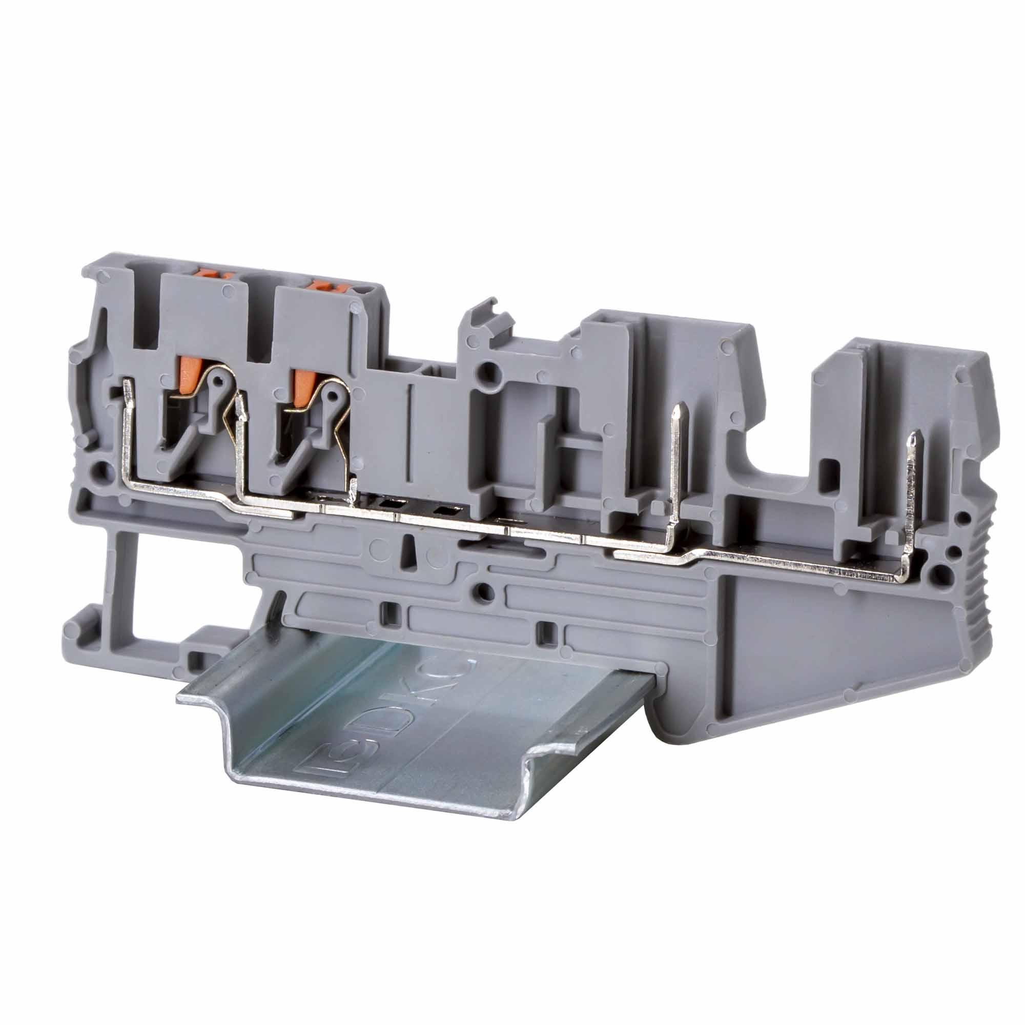 Клемма проходная под вставной разъем, зажим push-in, 4 точки подключения, 2.5 кв.мм, серая