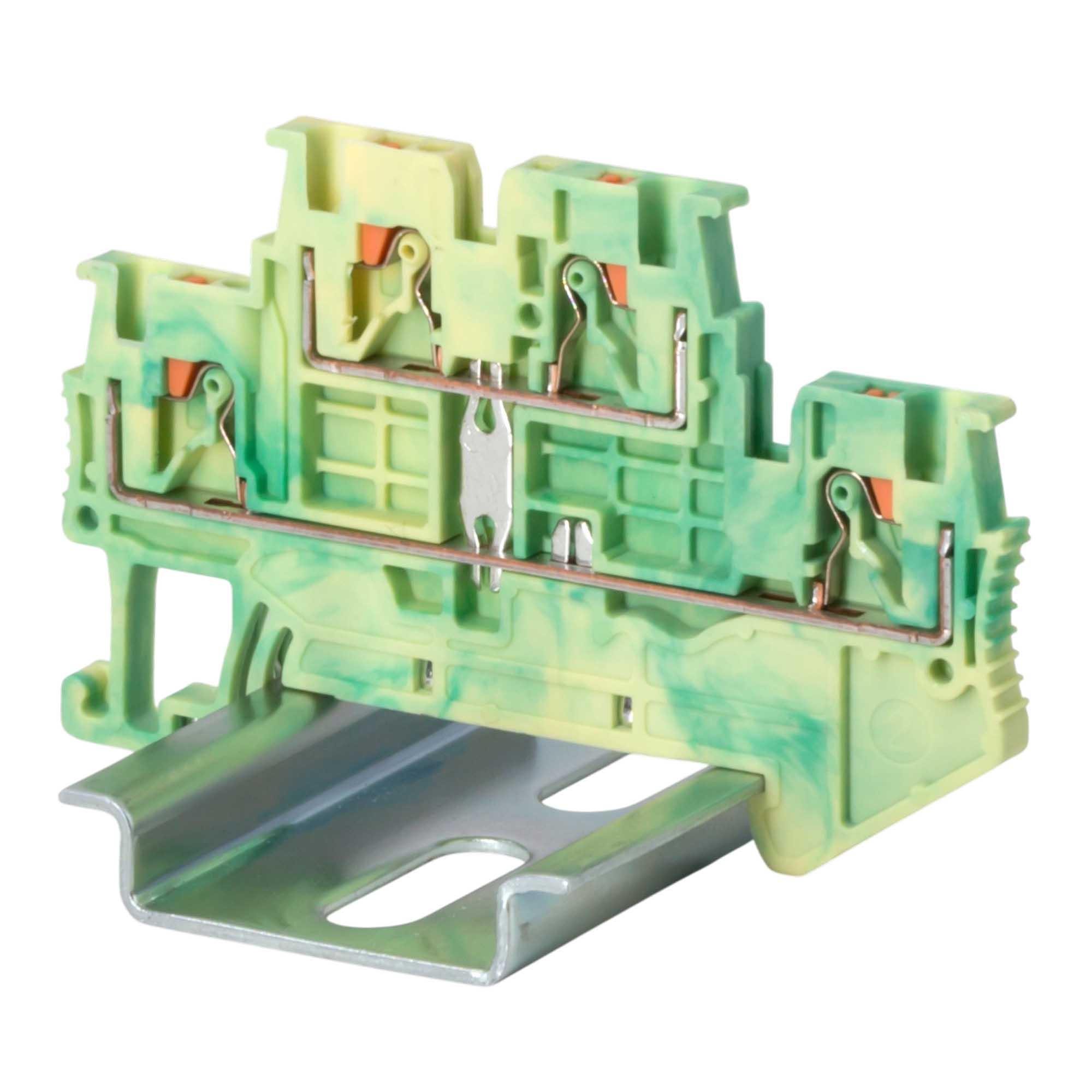 Клемма заземления двухуровневая, зажим push-in, 2 точки подключения, 1.5 кв.мм