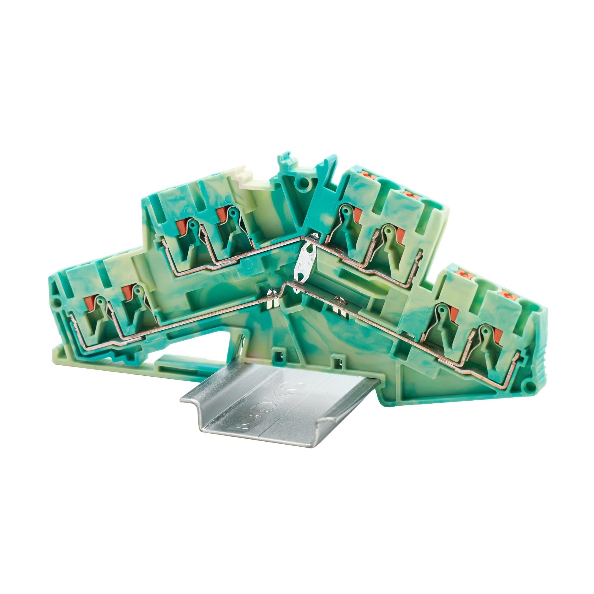 Клемма заземления двухуровневая, зажим push-in, 8 точек подключения, 2.5 кв.мм