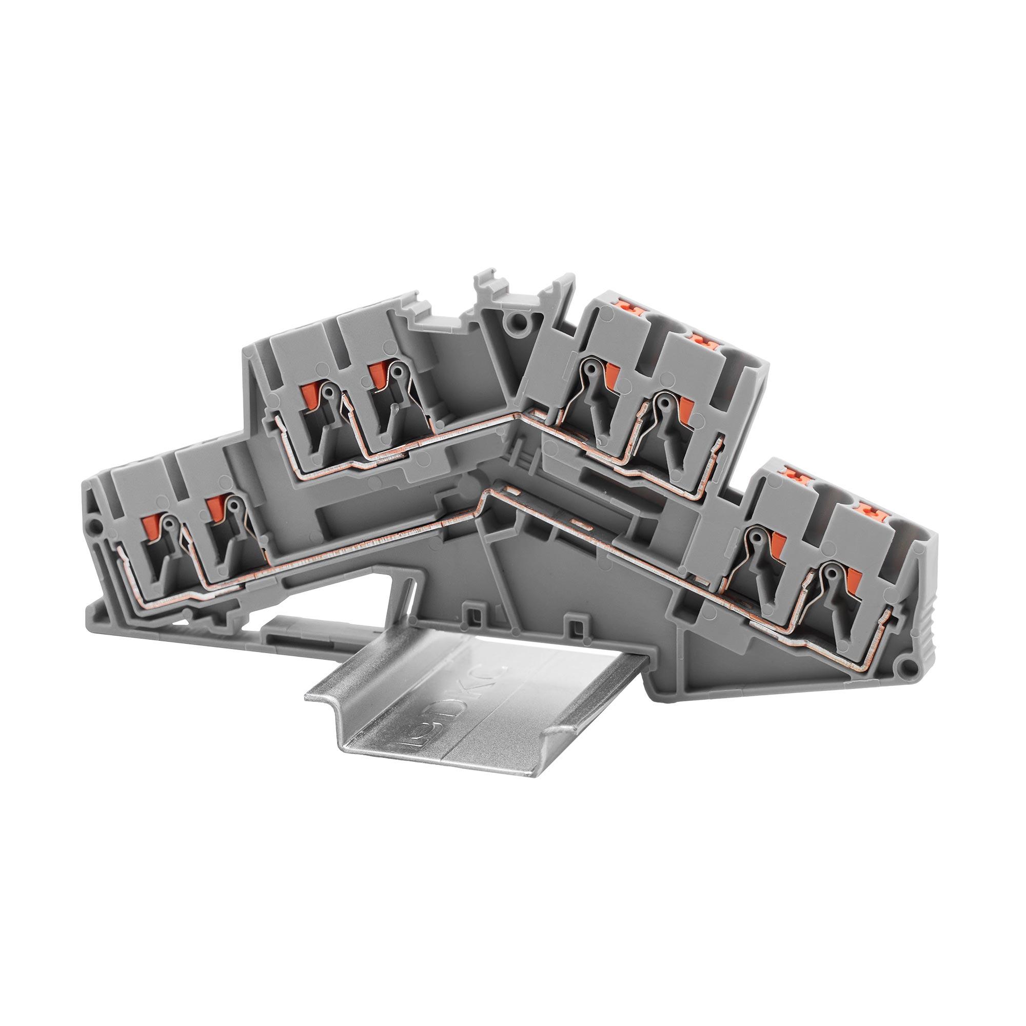 Клемма двухуровневая, зажим push-in, 8 точек подключения, 2.5 кв.мм, серая