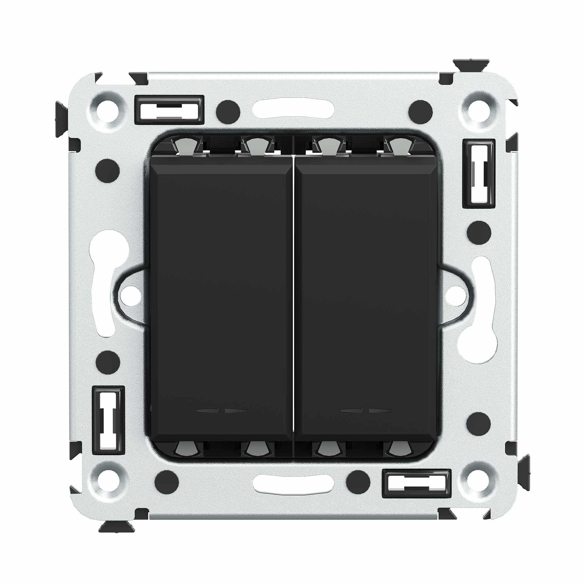 Avanti Инвертор двухклавишный в стенуЧерный       матовый (Переключатель сх. 7+7)