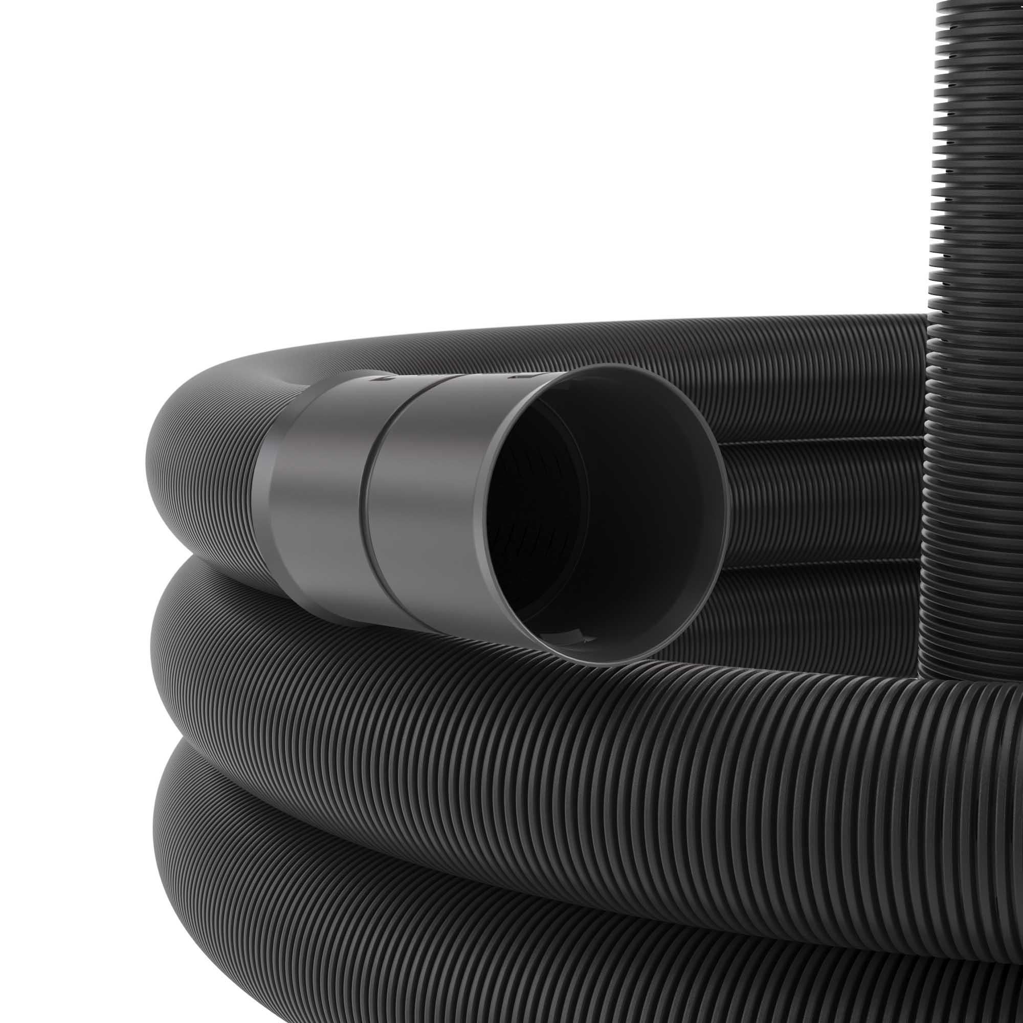 Труба гибкая двустенная дренажная D=125мм класс SN6 перфорация 360 градусов черный